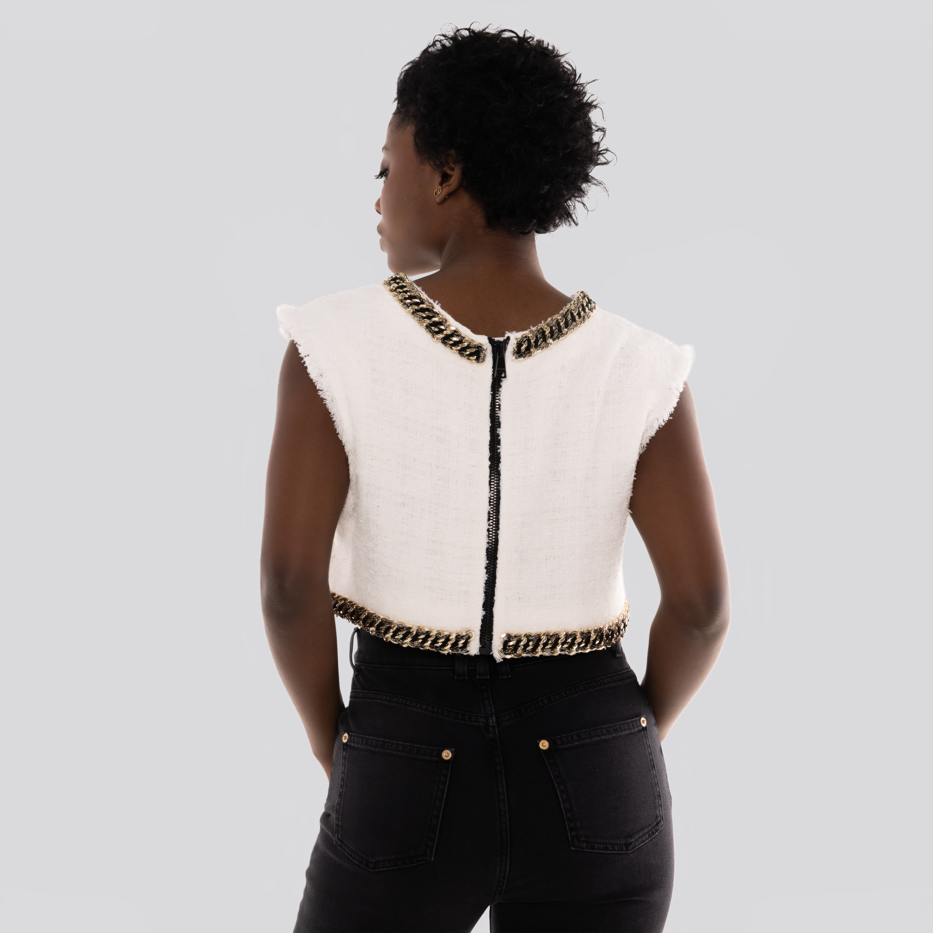 Top Blanco Balmain Logo Signature