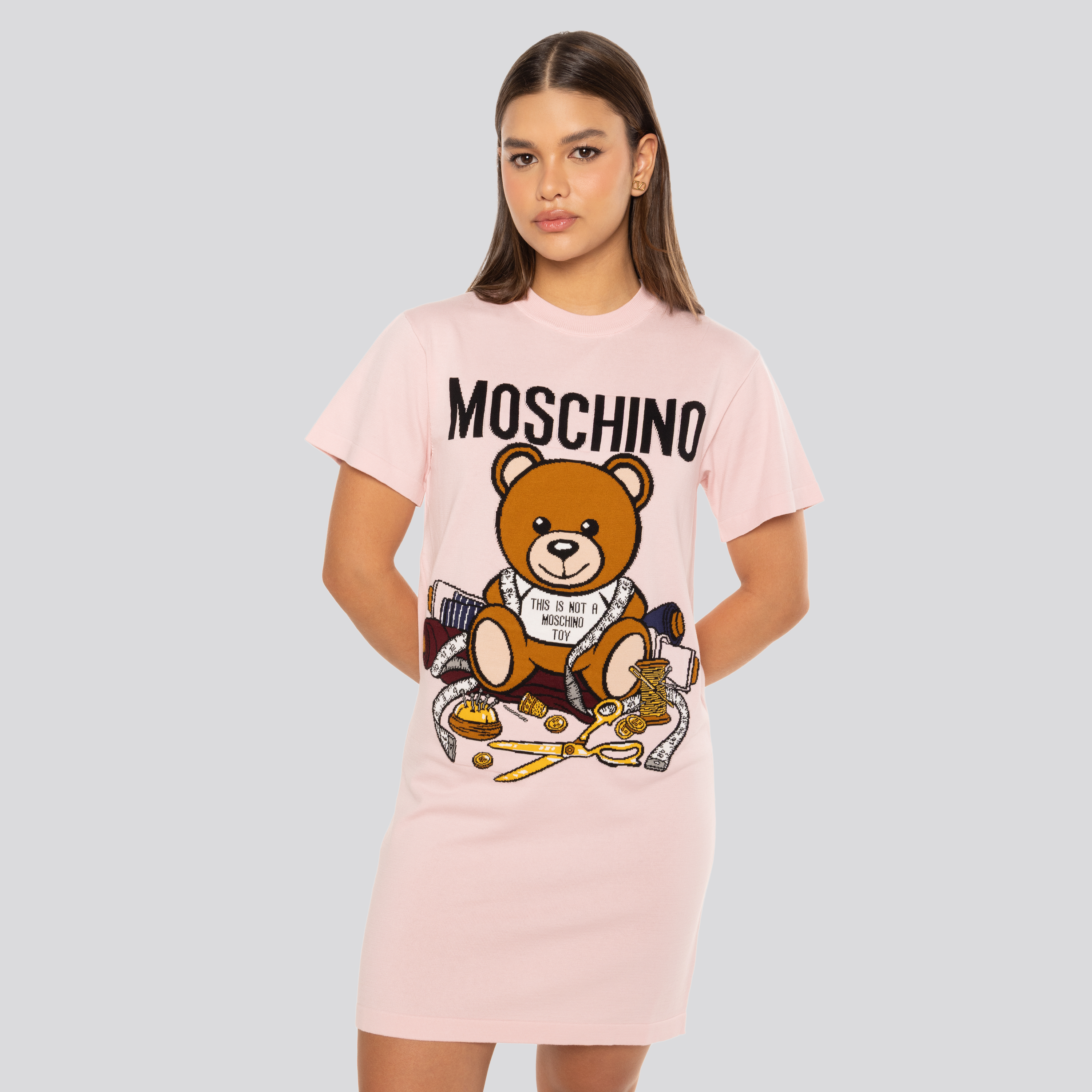 Vestido Rosado Moschino Teddy Long Sleeves