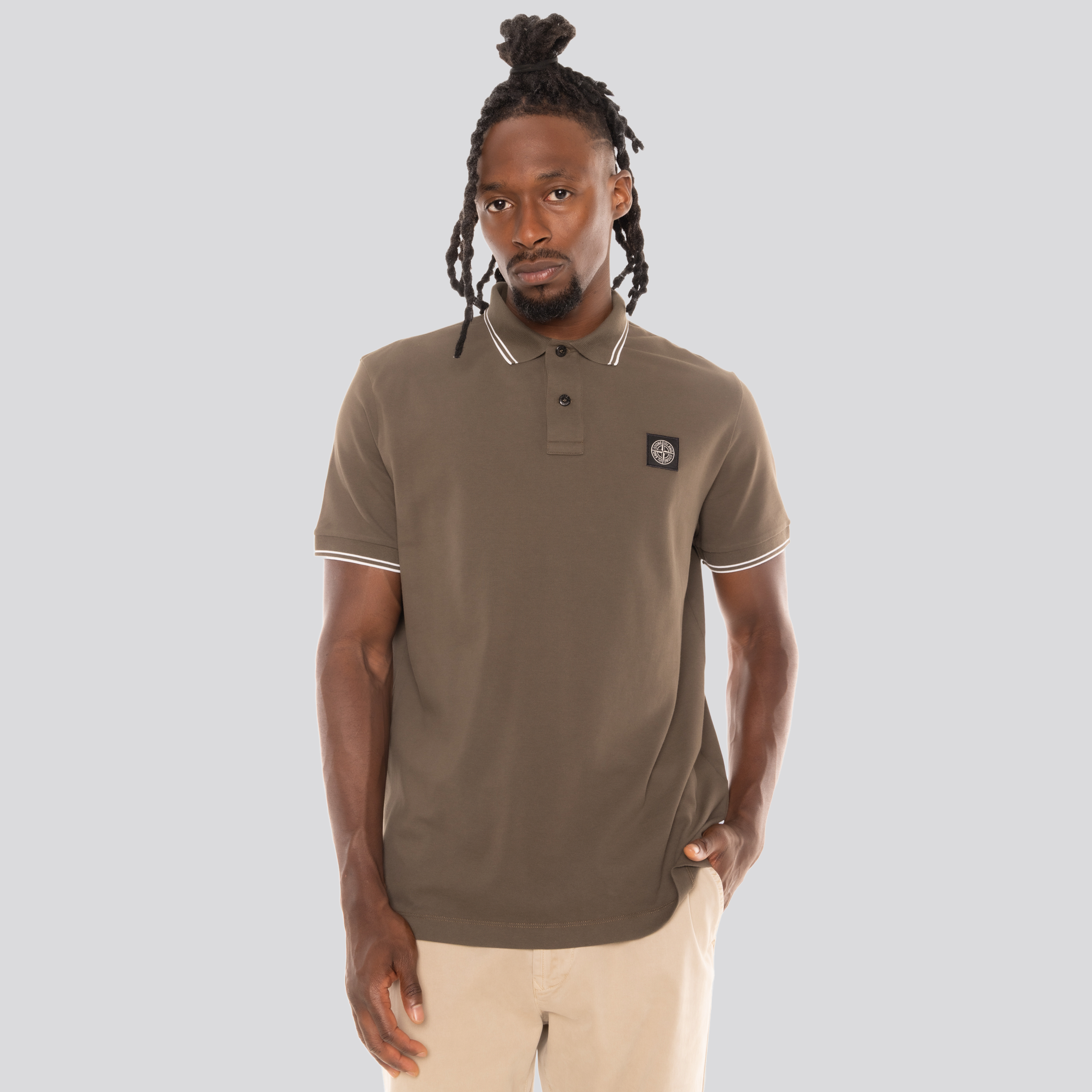 Camiseta Tipo Polo Verde Stone Island Compass