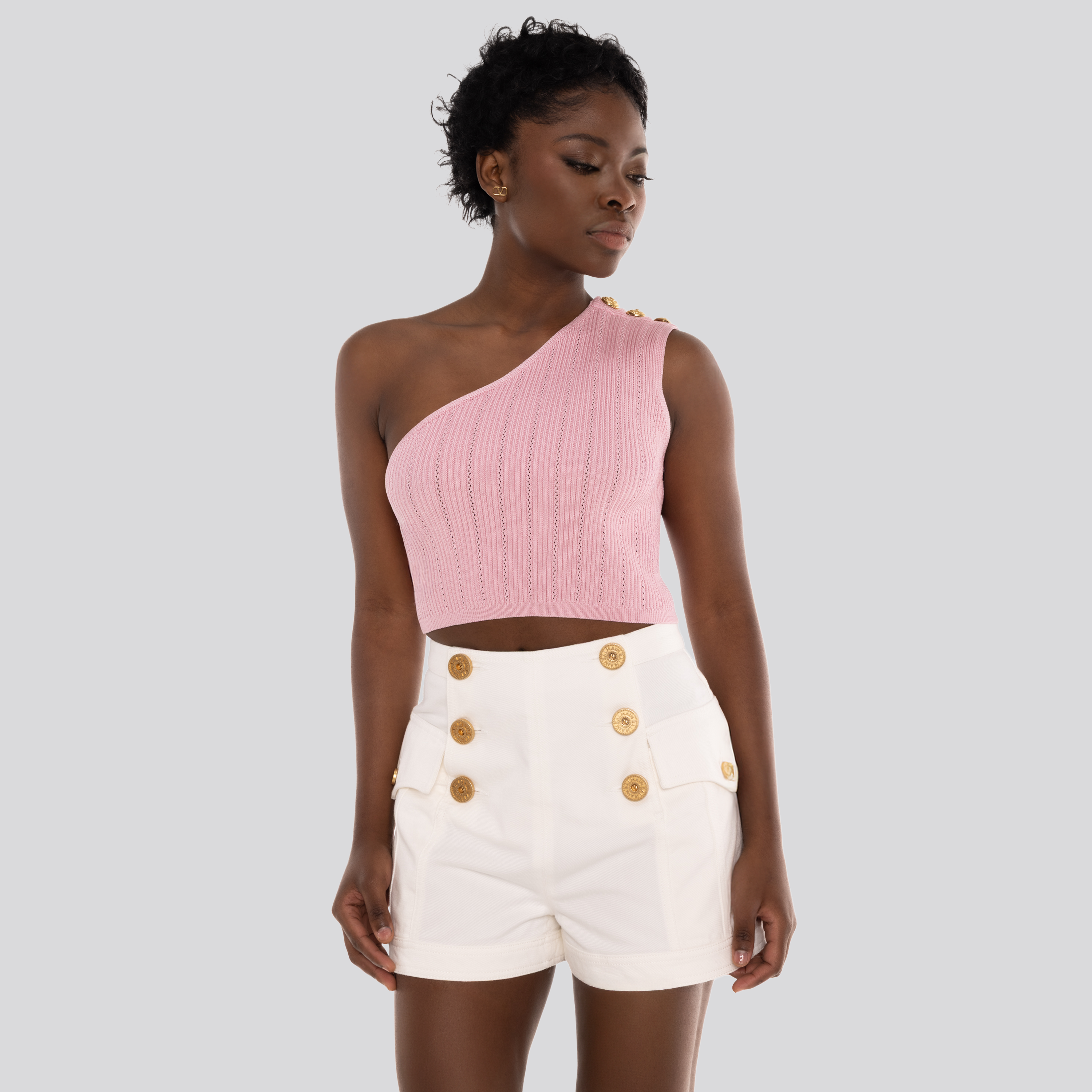 Top Rosado Balmain 3 Btn Asymmetric