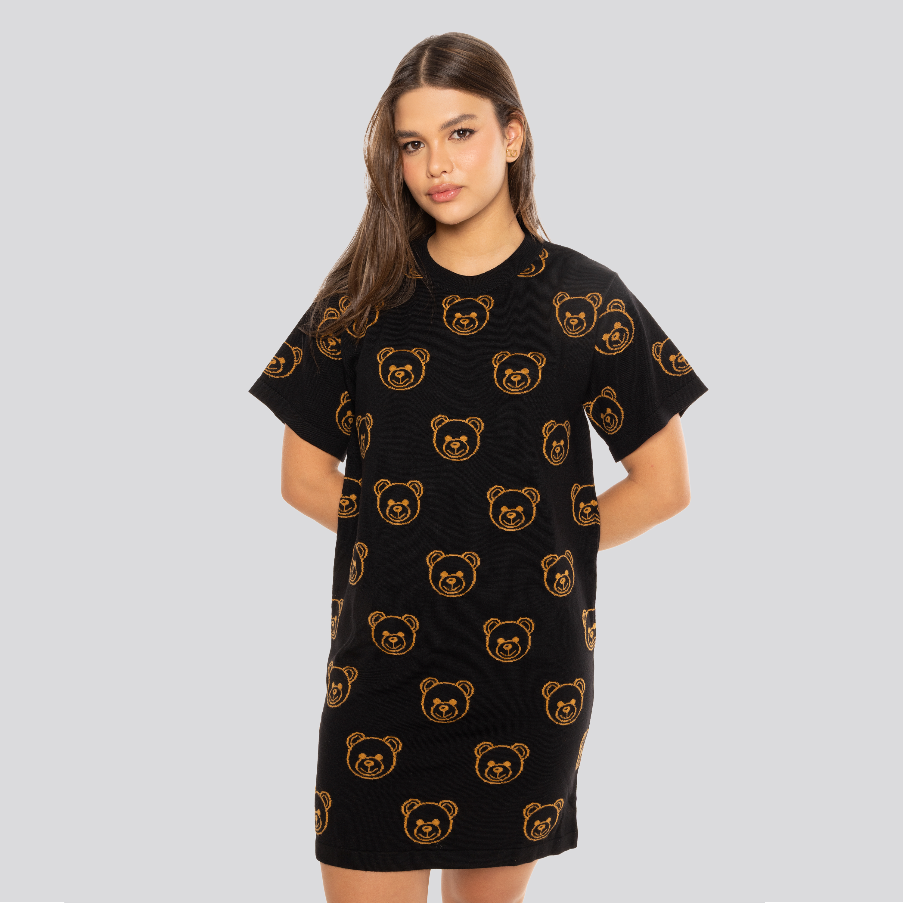 Vestido Negro Moschino Multi Teddy