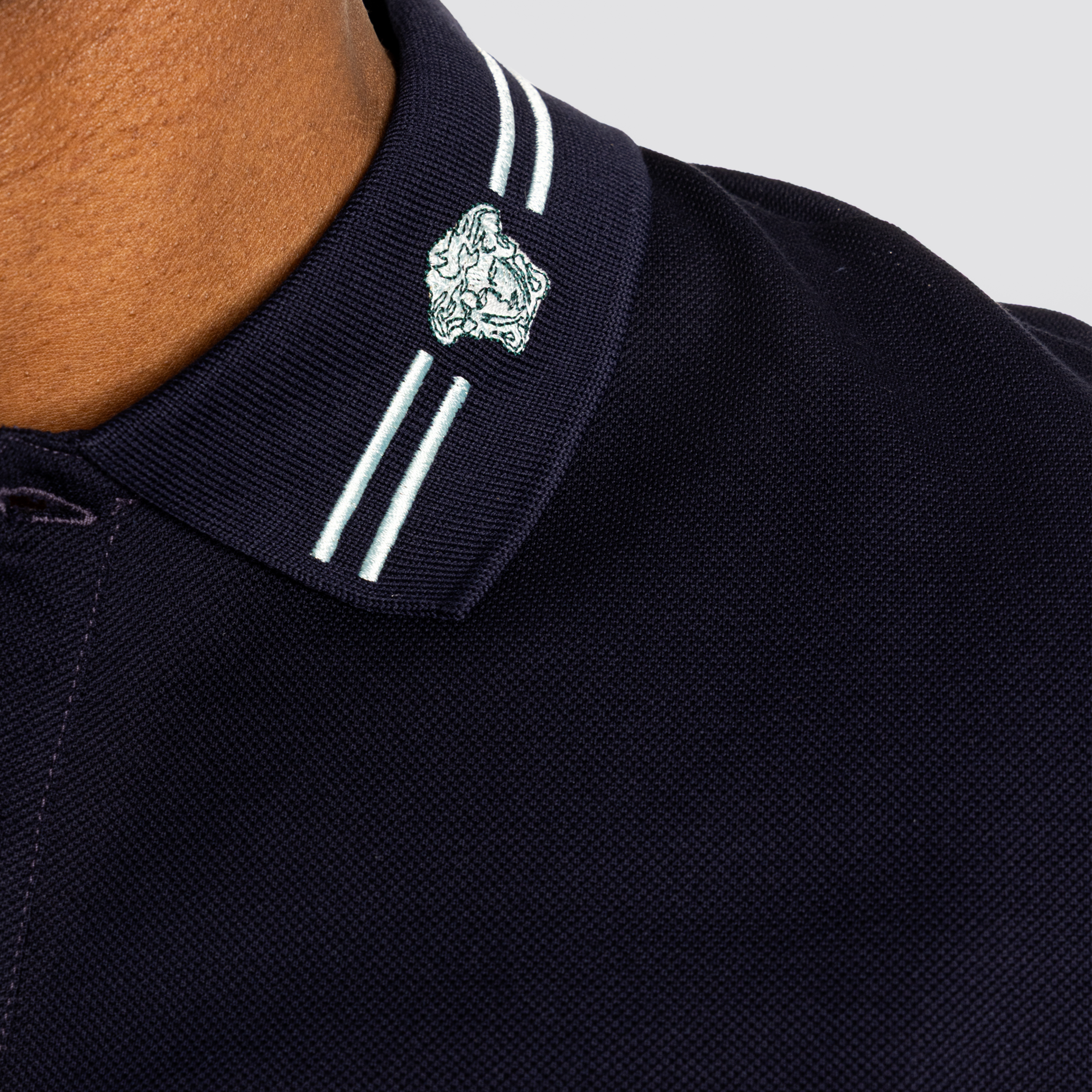 Camiseta Tipo Polo Azul Versace Medusa Neck