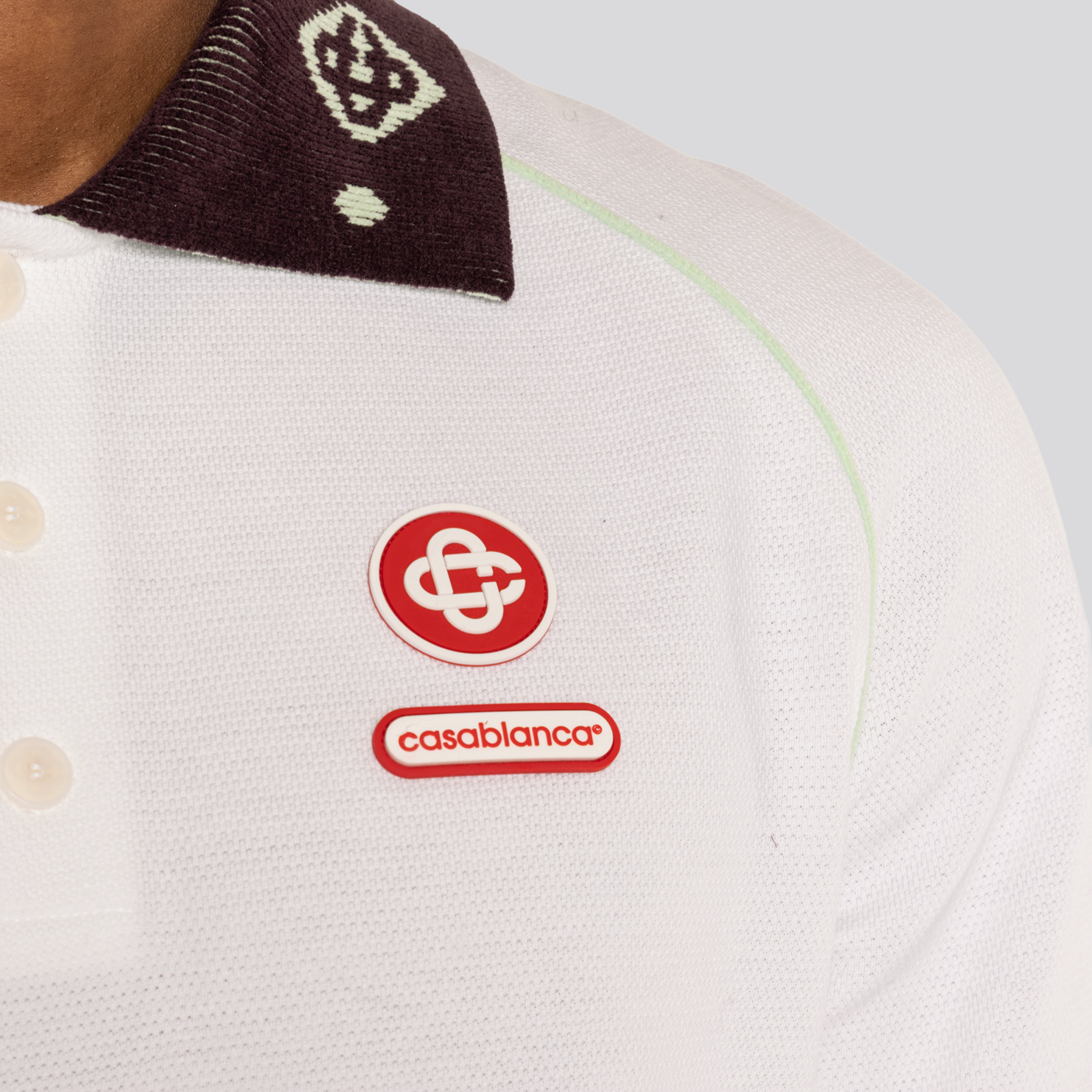 Camiseta Tipo Polo Blanco Casablanca Chenille Collar