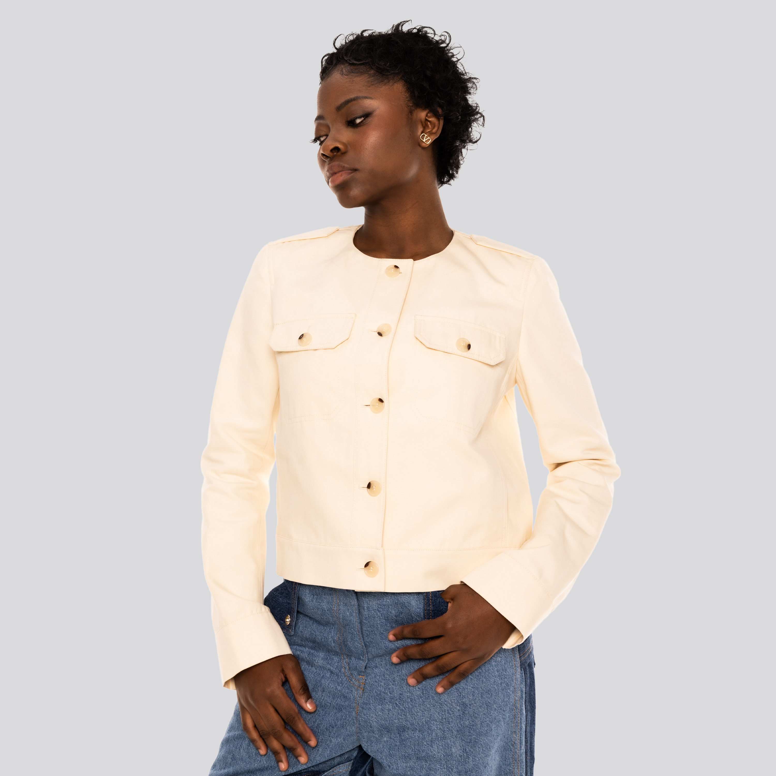 Chaqueta Beige Kenzo Collarless