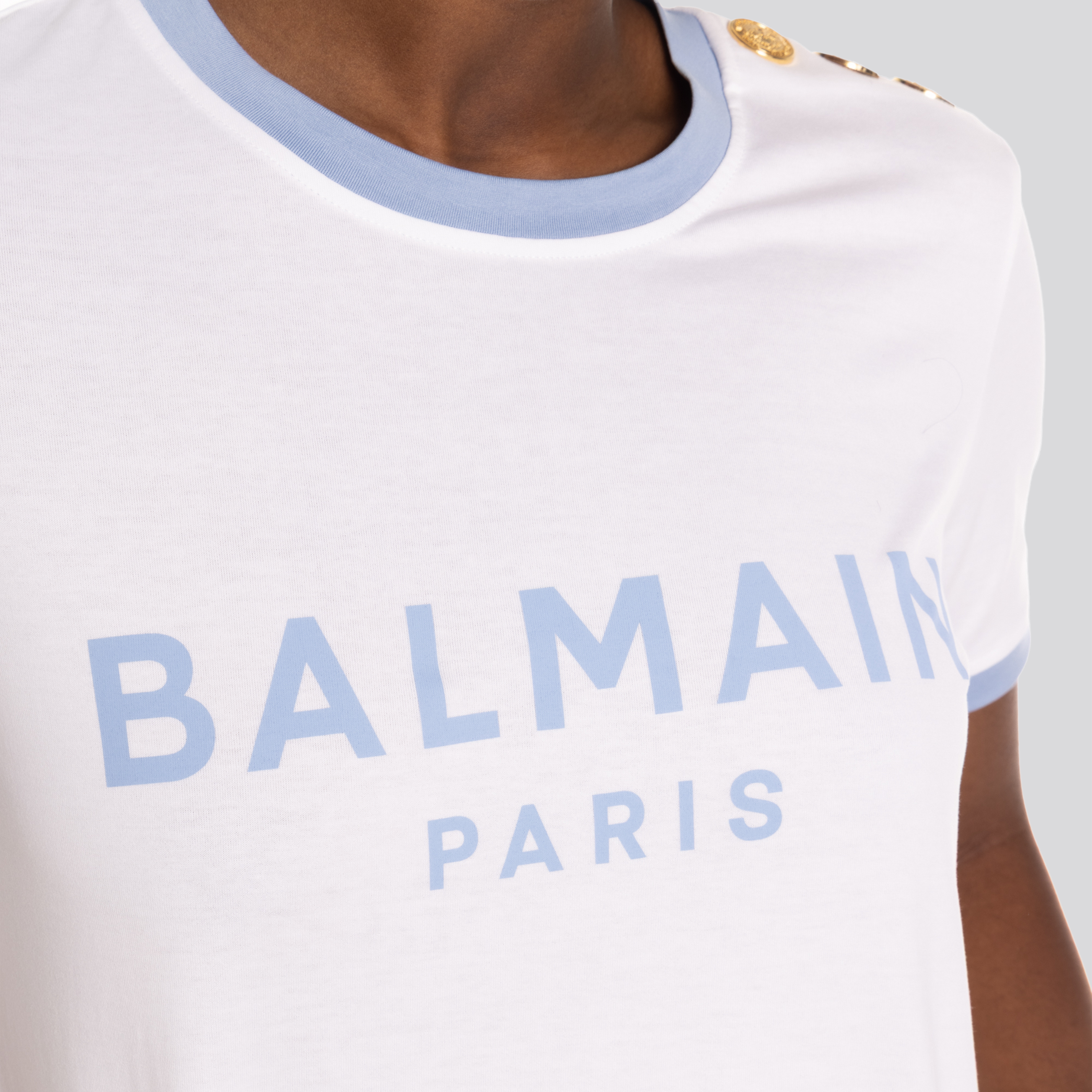 Camiseta Blanca Balmain Paris Logo 3 Btn