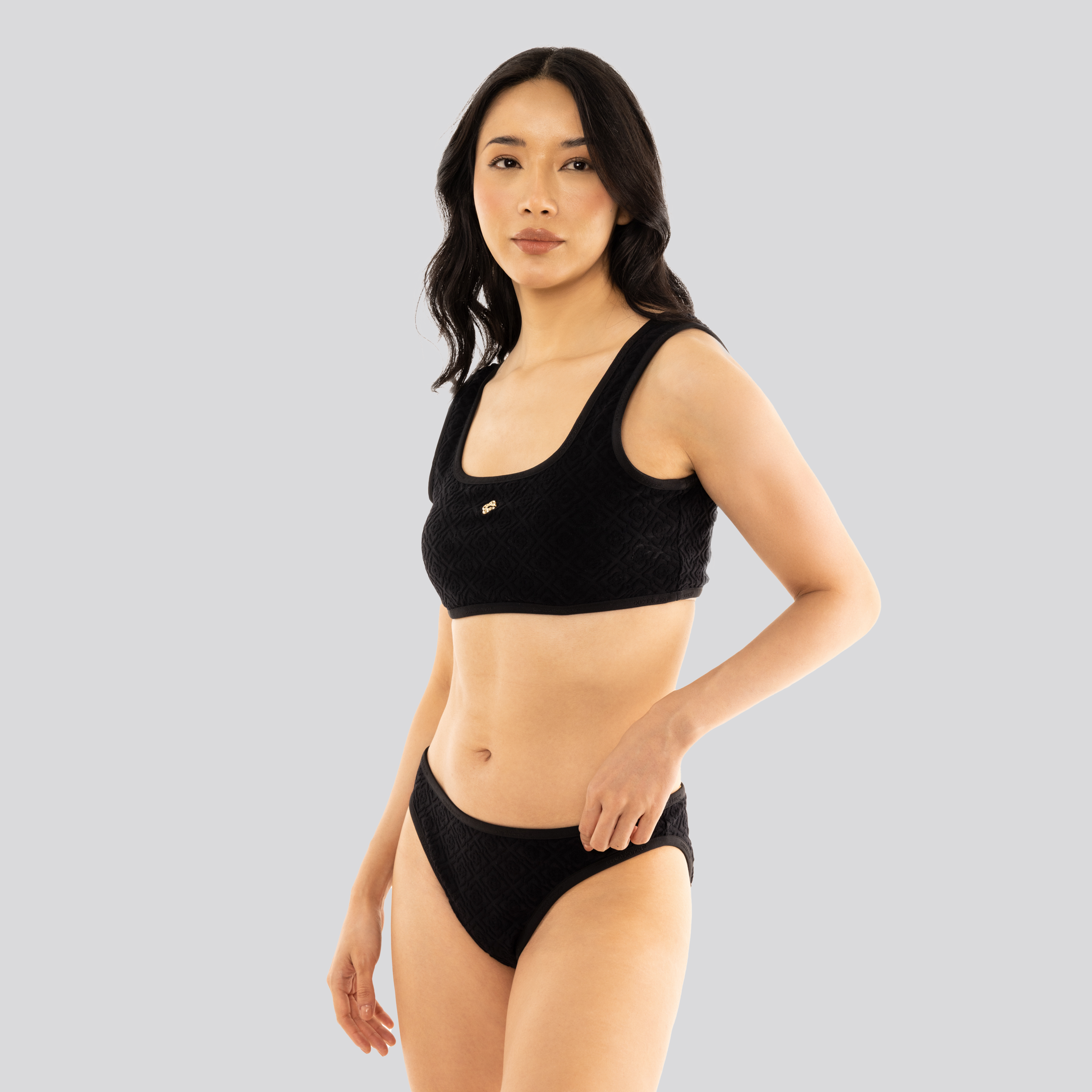 Bikini Top Negro Casablanca Monogram Jacquard