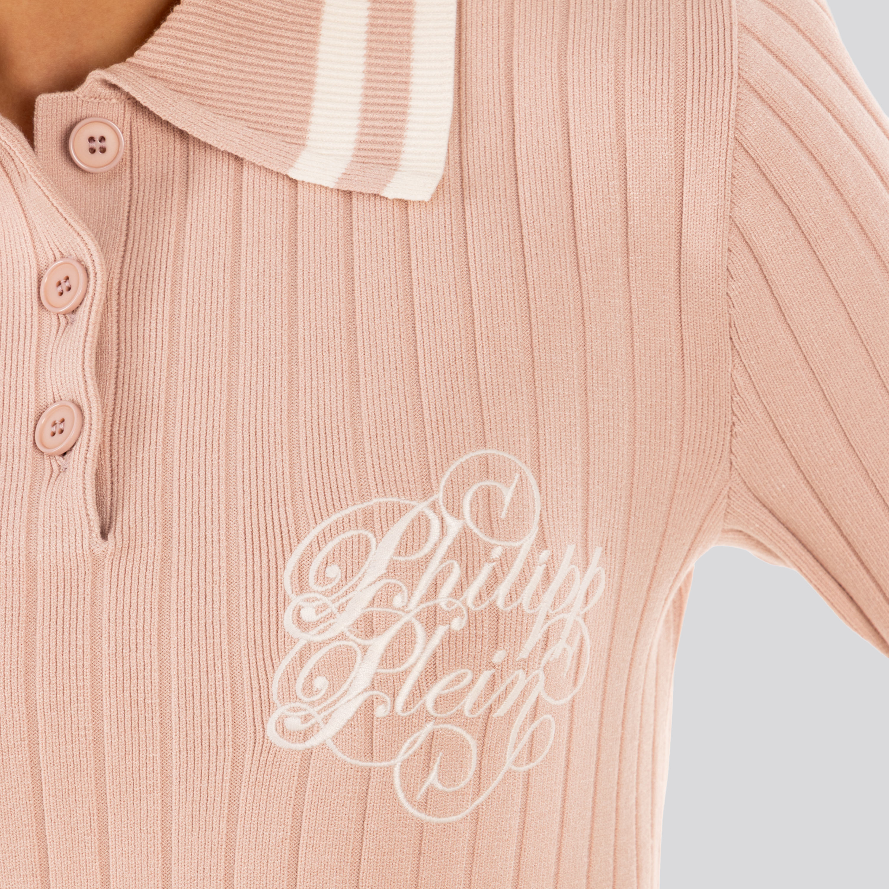 Camiseta Tipo Polo Rosada Philipp Plein Logo