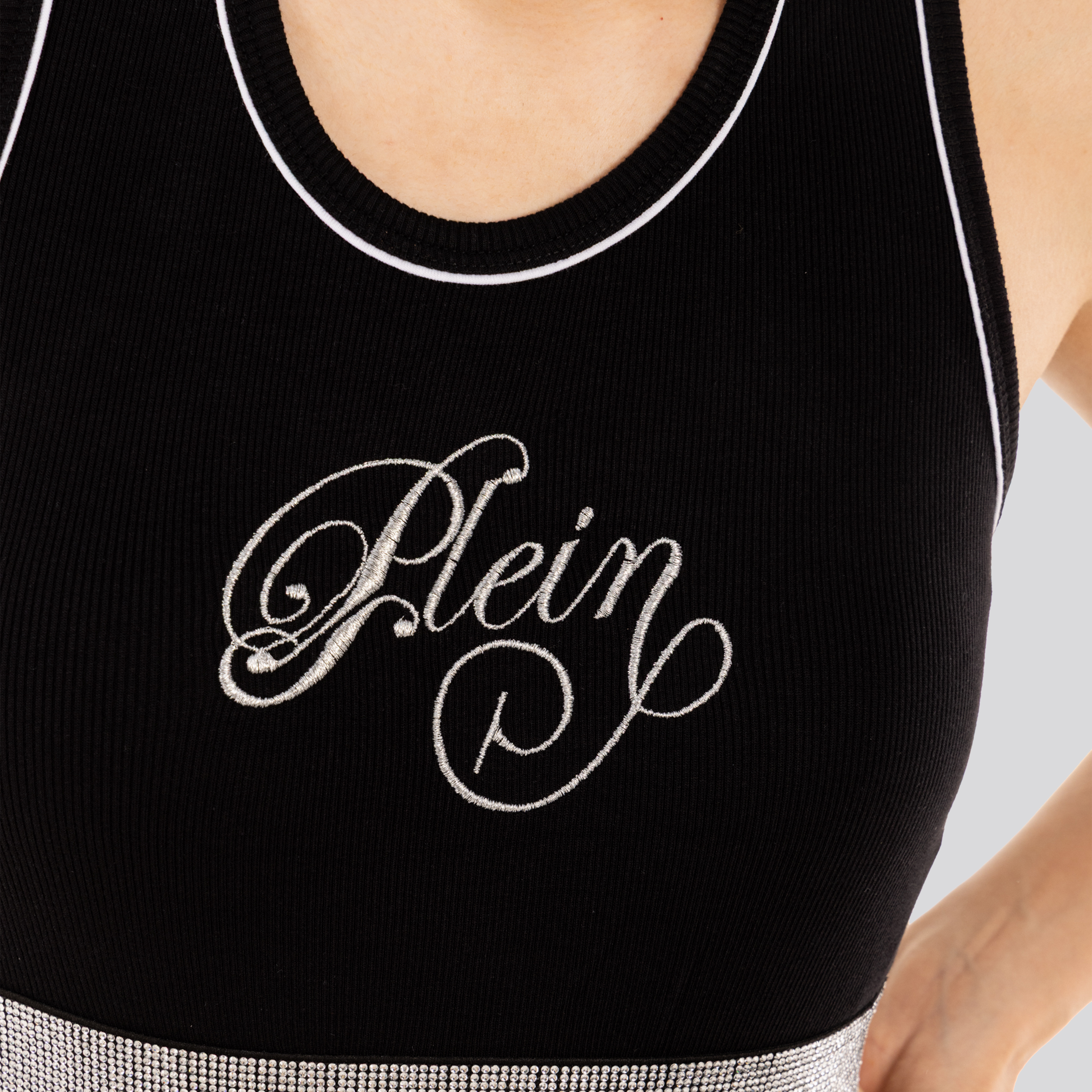 Top Negro Philipp Plein Elastic Strass