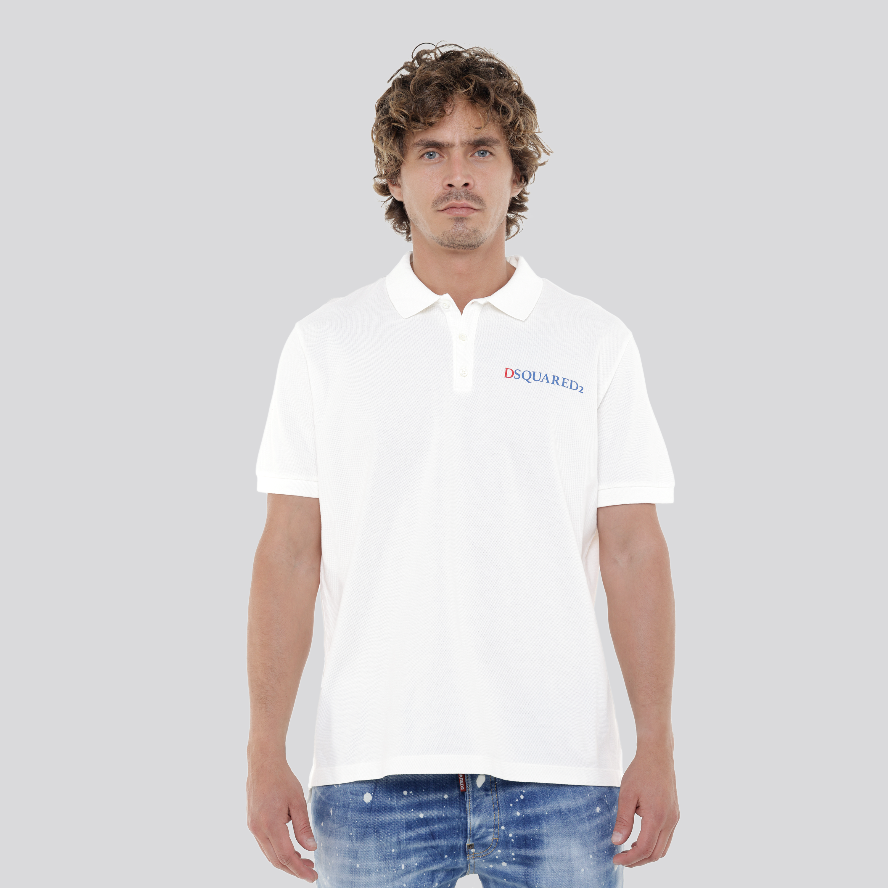 Camiseta Tipo Polo Blanca Dsquared2 Logo