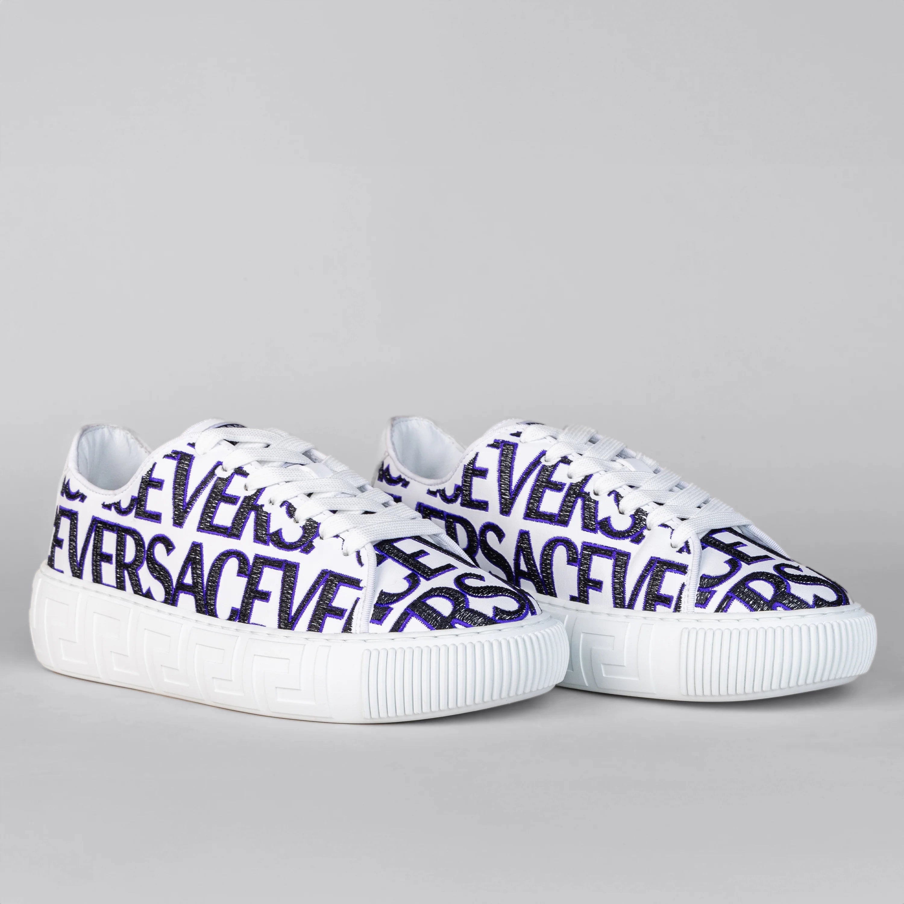Sneakers Blanco Versace Embroidered Logo