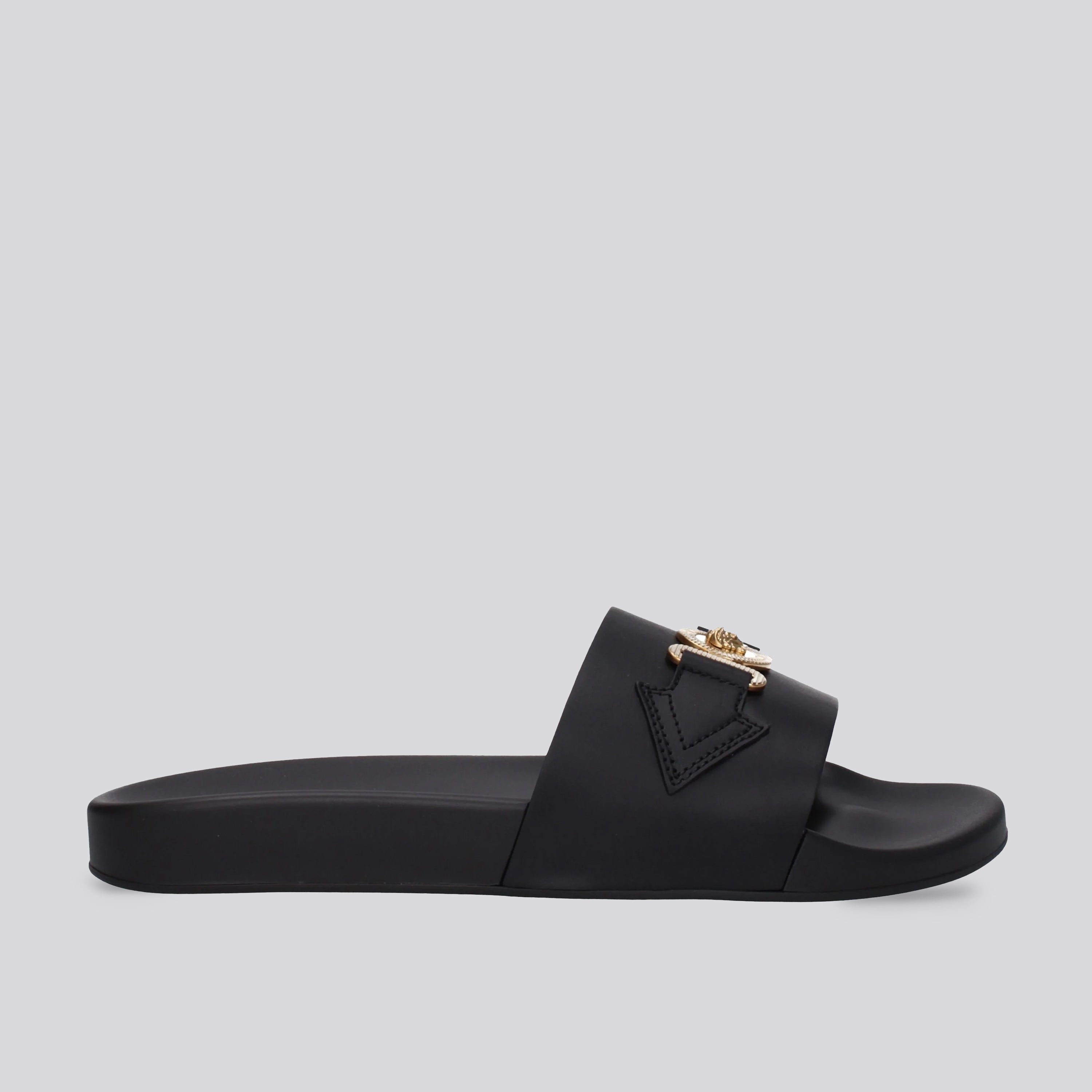 Sandalias Negras Versace Dorada Medusa