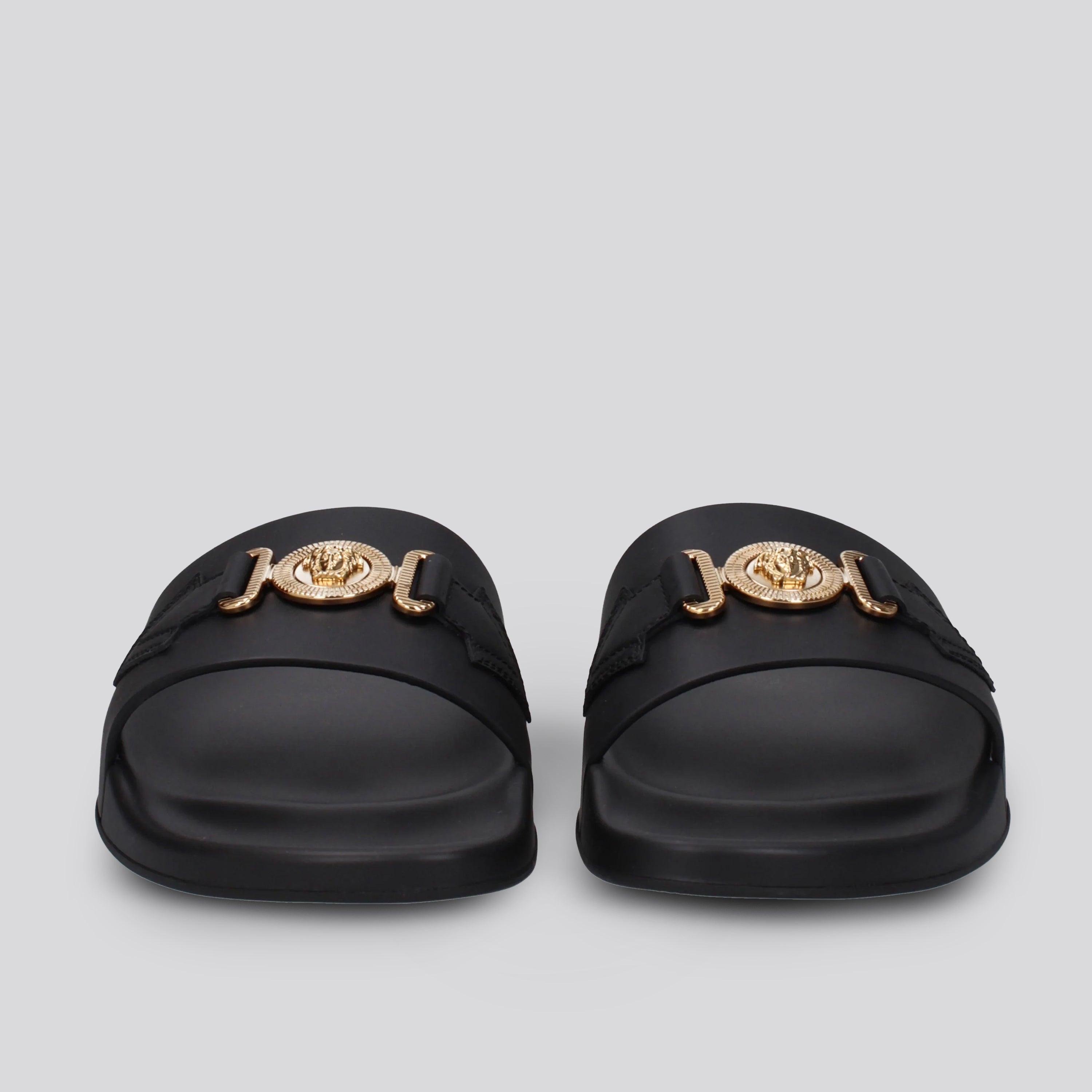 Sandalias Negras Versace Dorada Medusa