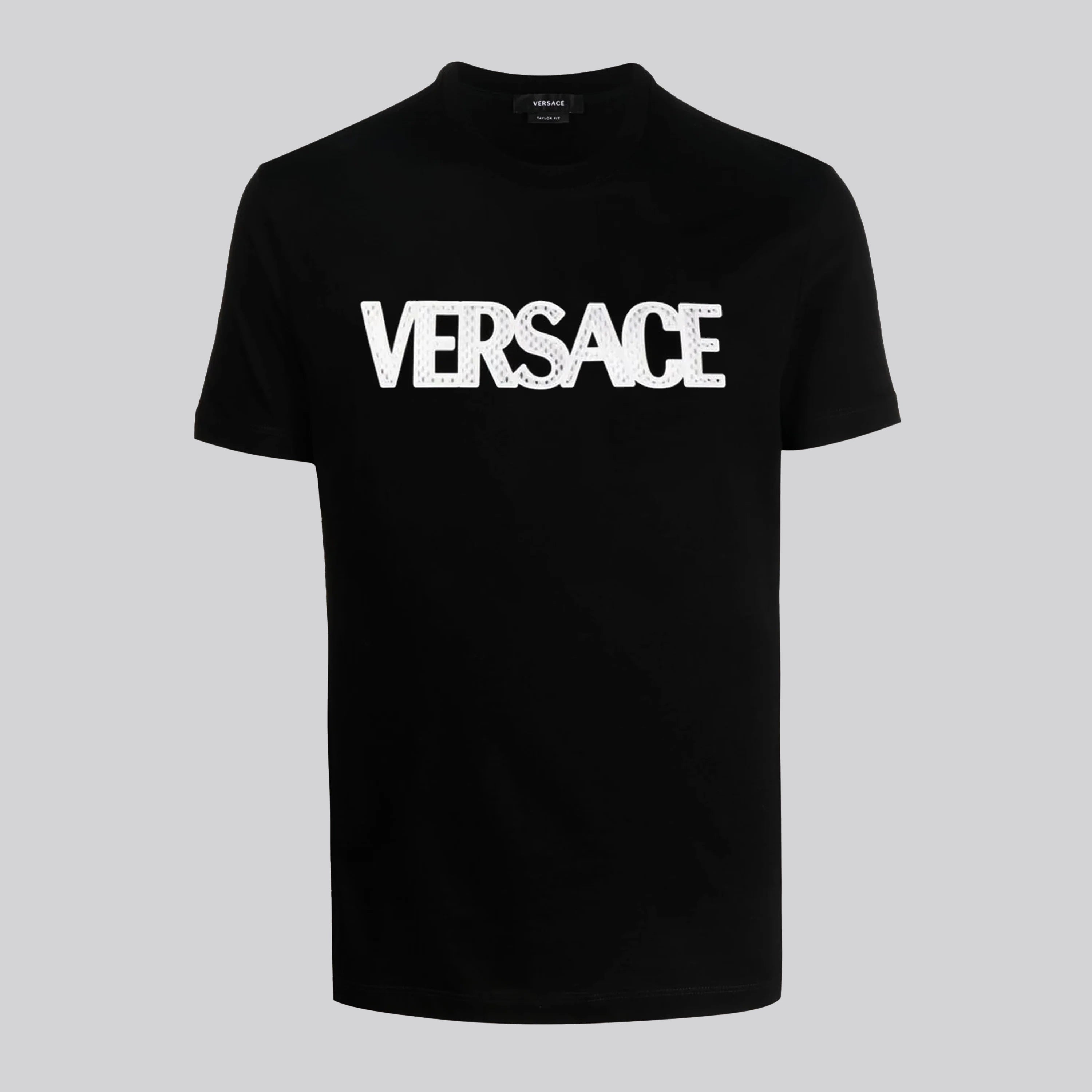 Camiseta Negra Versace Holes Logo