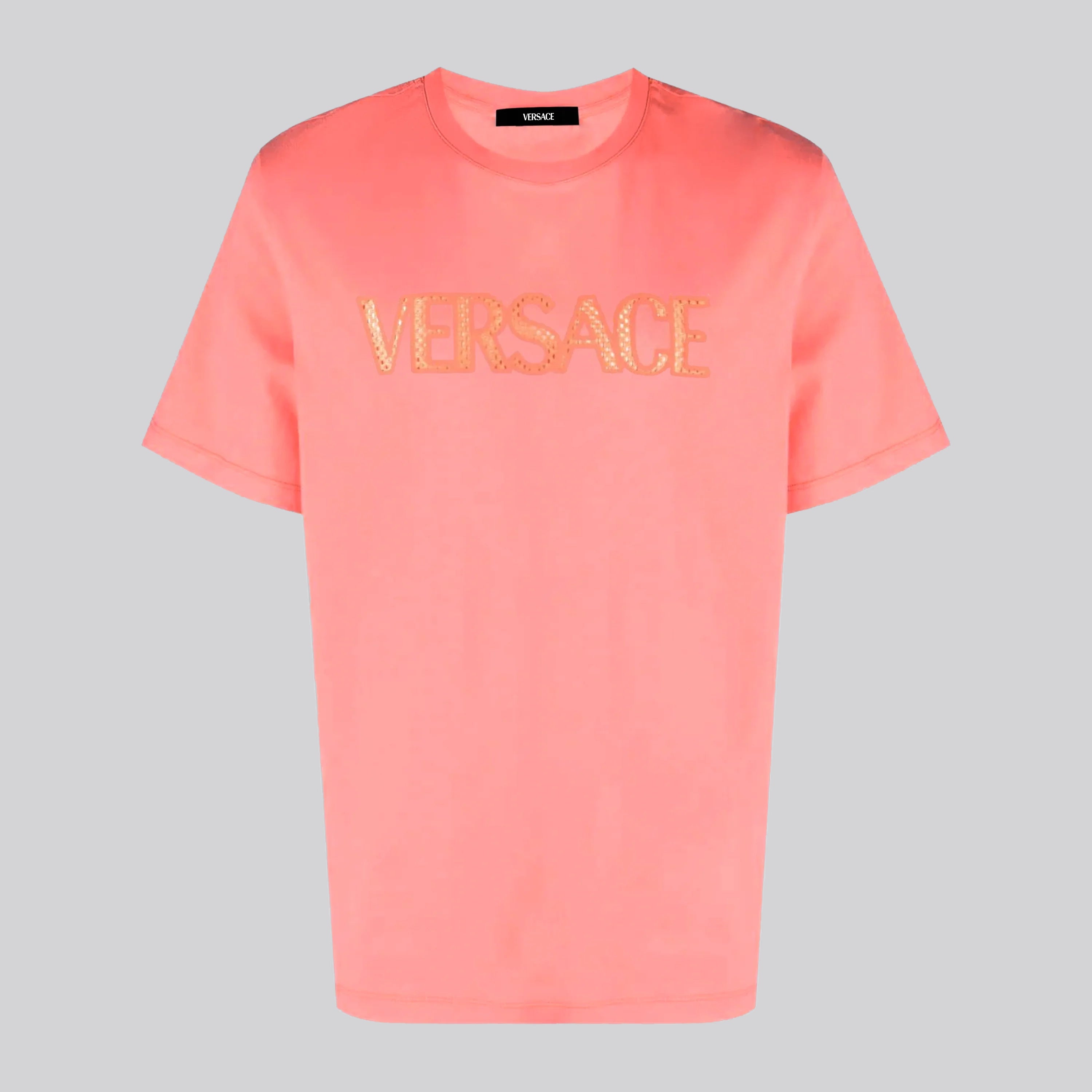 Camiseta Rosada Versace Holes Logo