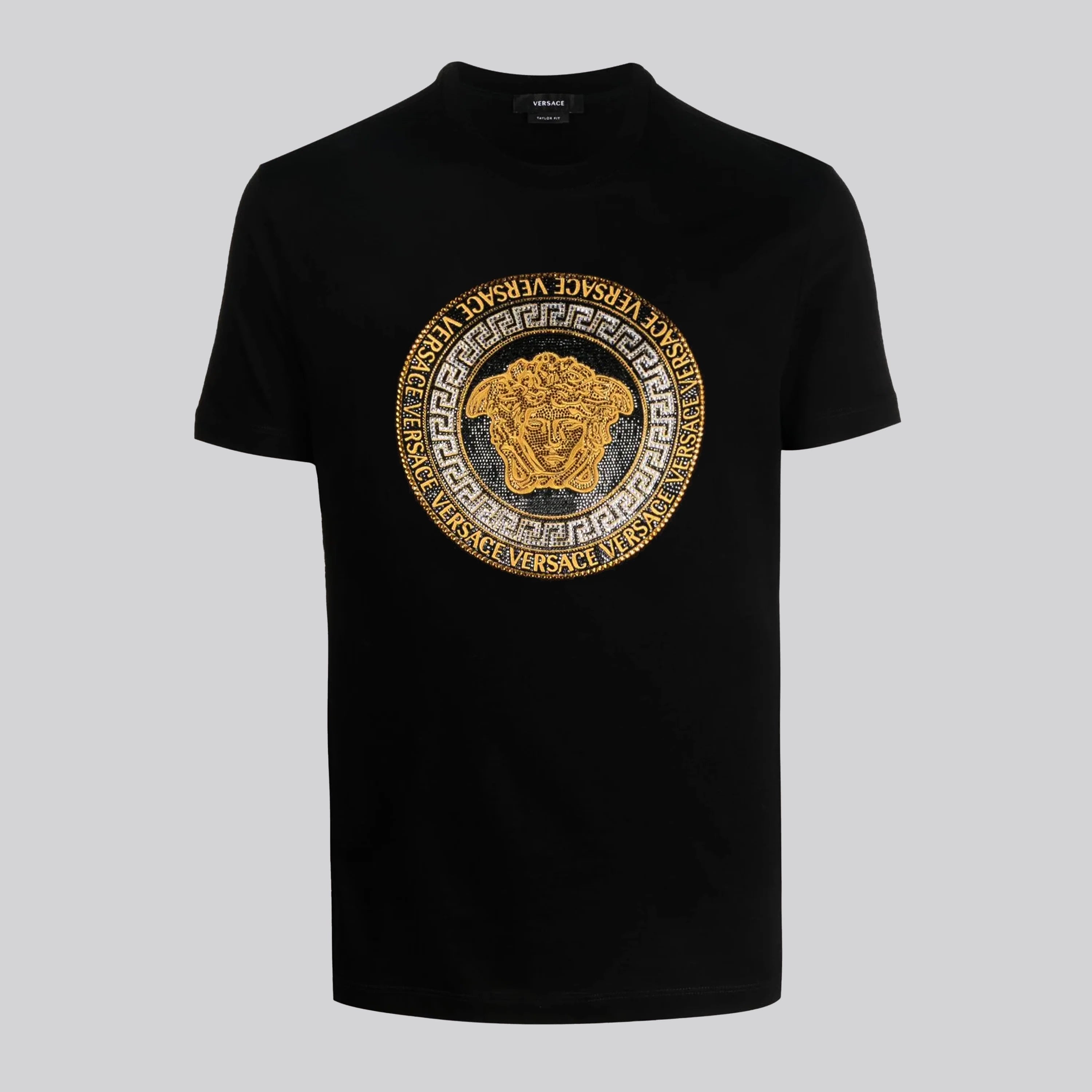 Camiseta Negra Versace Dorado Medusa Crystal