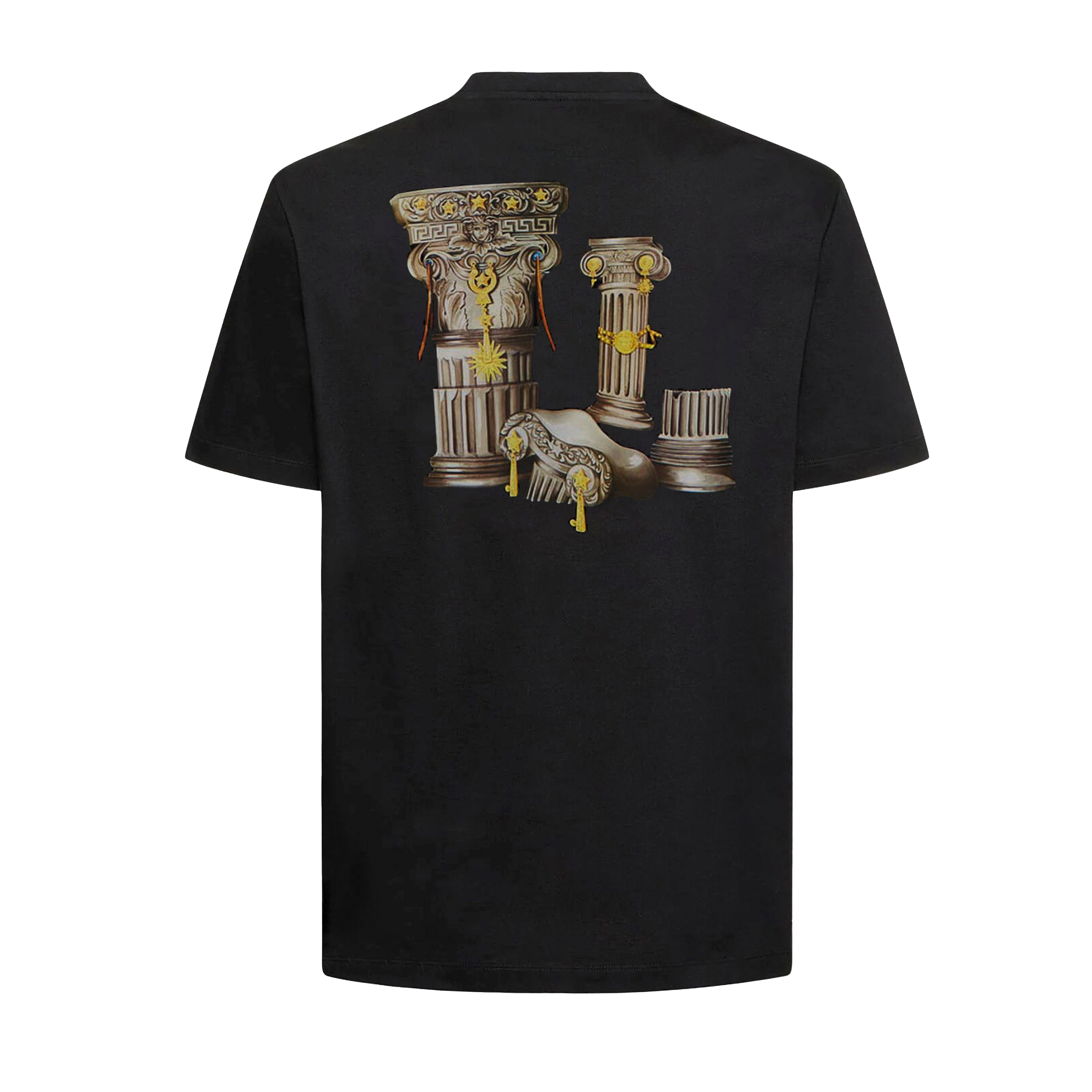Camiseta Negra Versace Back Columns