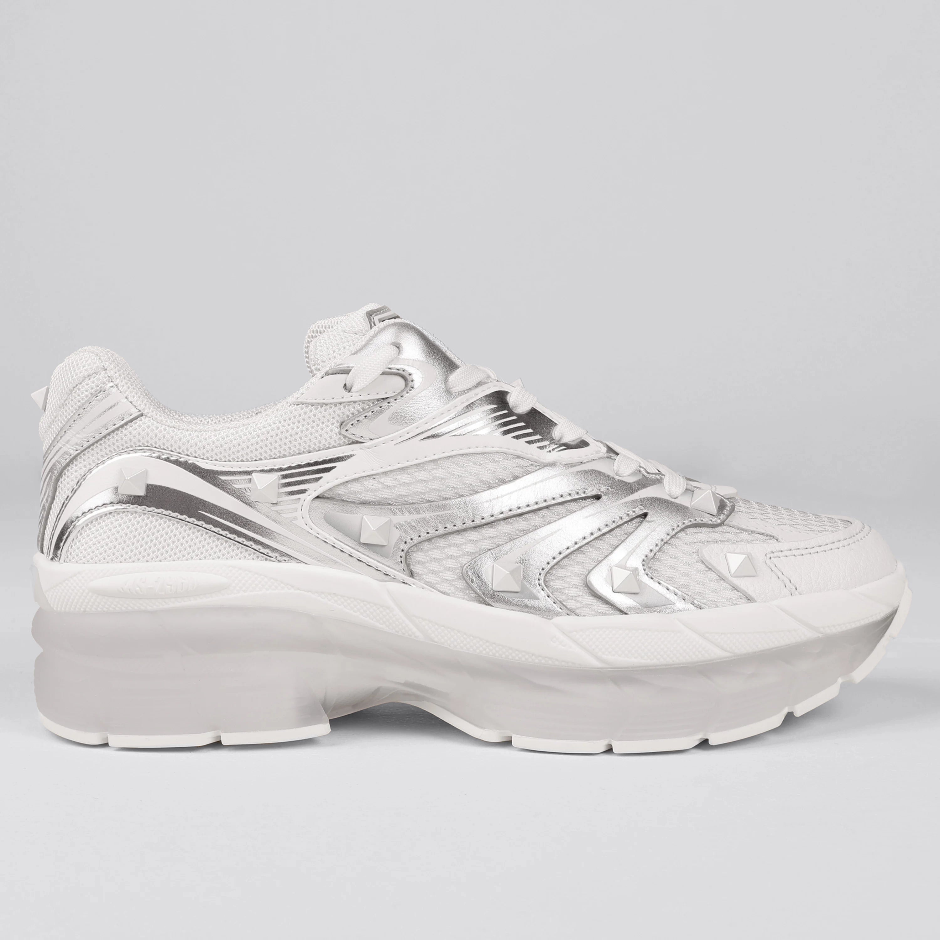 Sneakers White Silver Valentino Ms-2960 Rockstuds