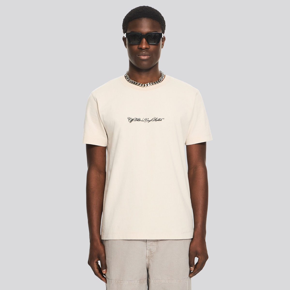 Camiseta Beige Off-White Arrow Script