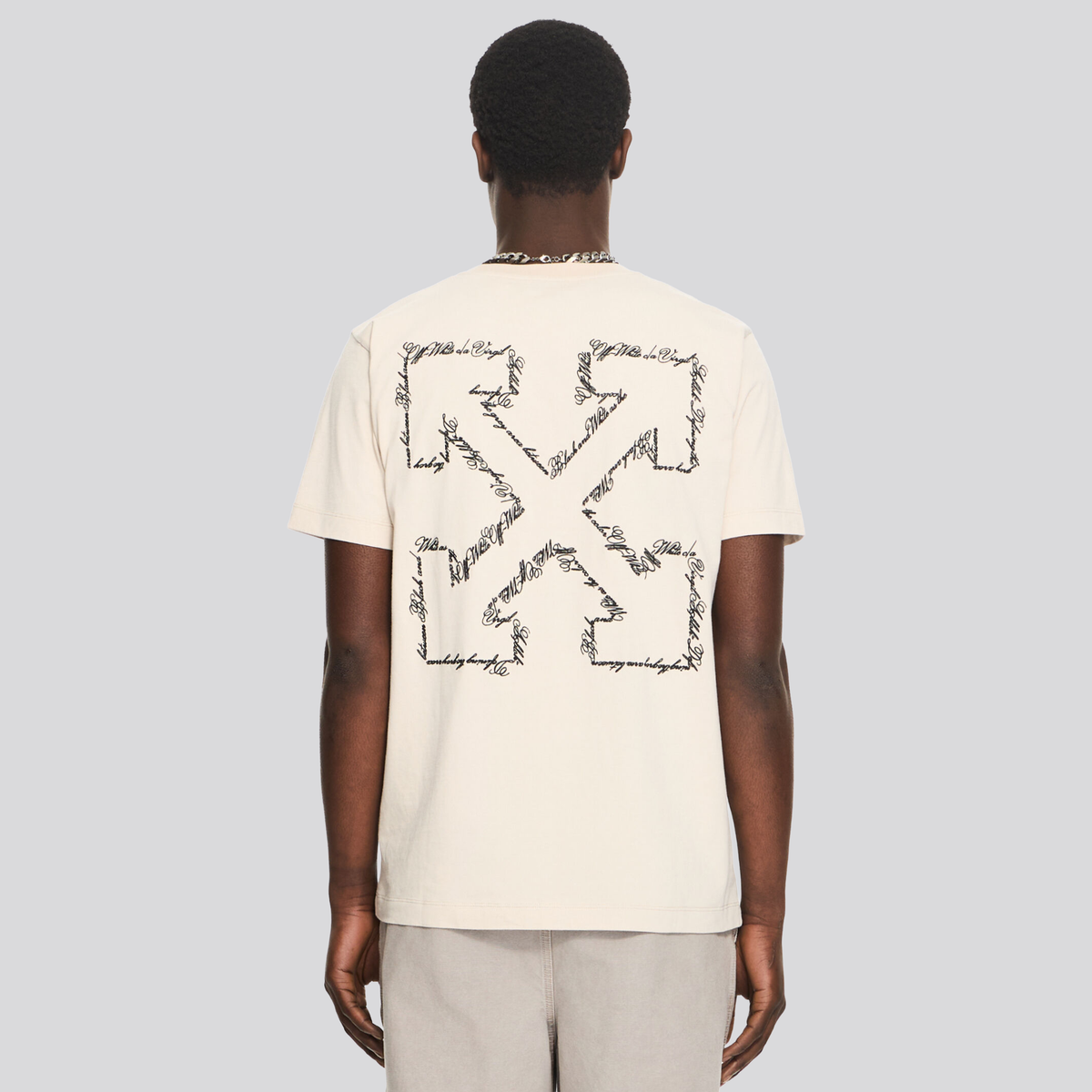 Camiseta Beige Off-White Arrow Script
