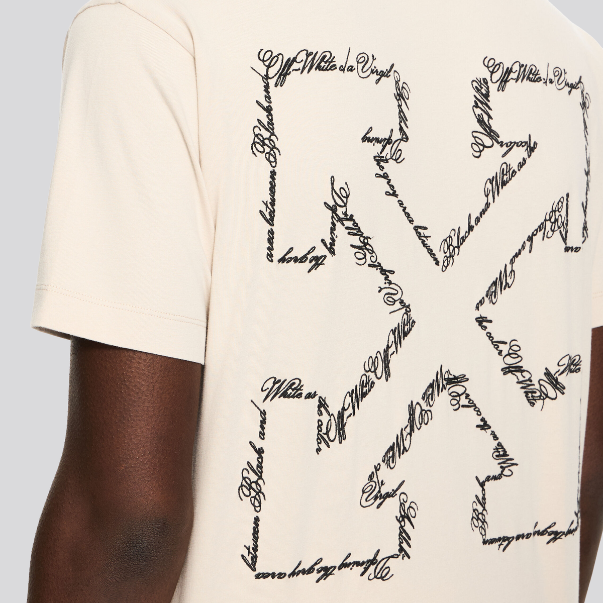 Camiseta Beige Off-White Arrow Script