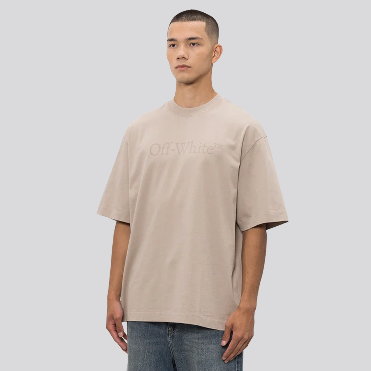 Camiseta Beige Off-White Bookish Faded Skate