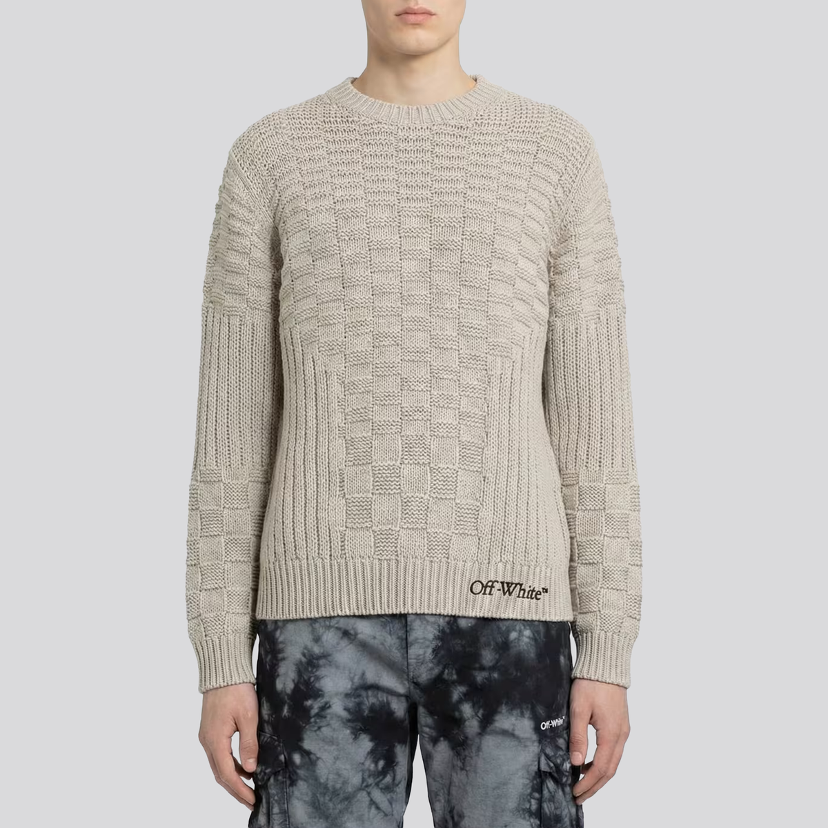 Buzo Crema Off-White Cream Diag Outline Knit
