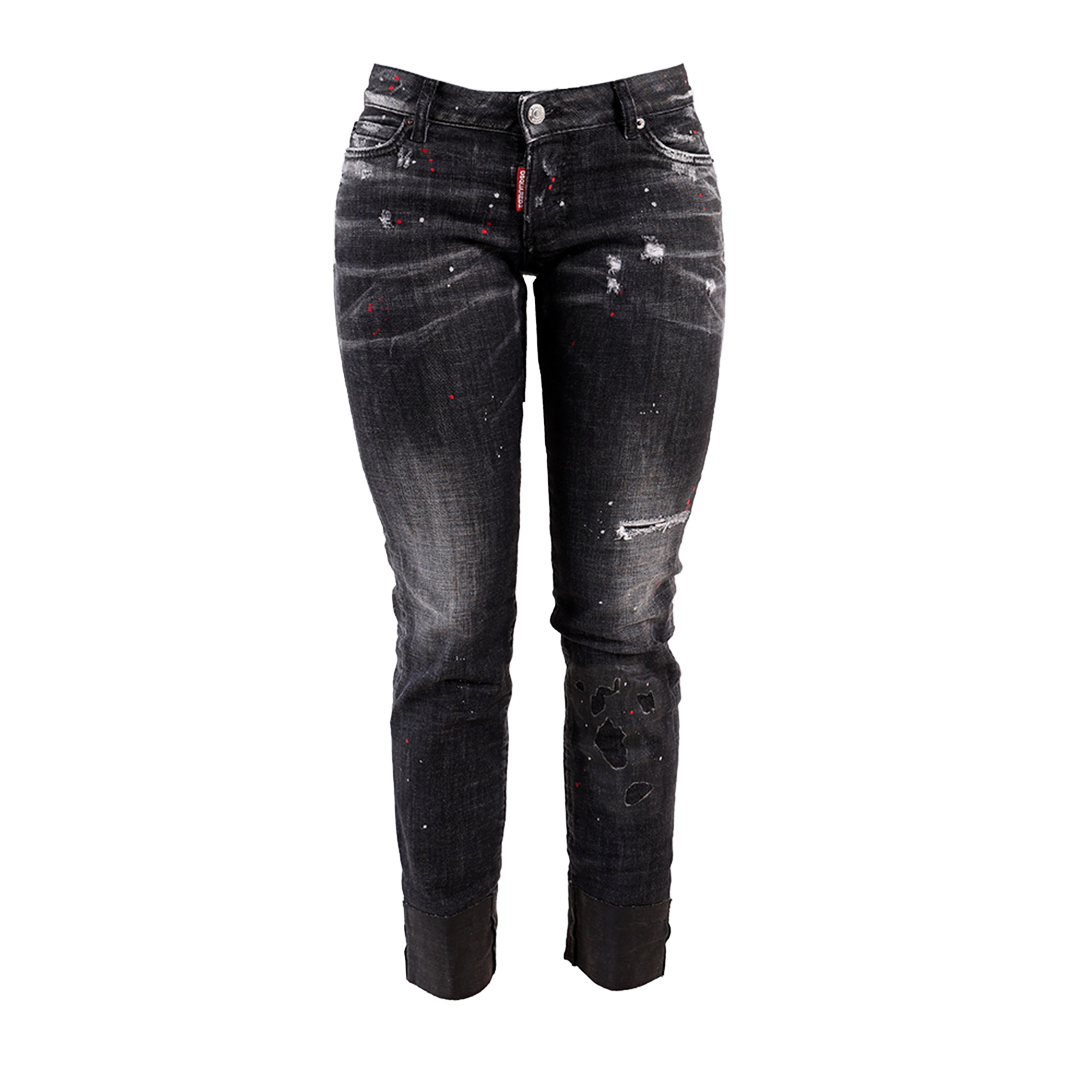 Jeans Negro Dsquared2 Jennifer Cropper Red Paints