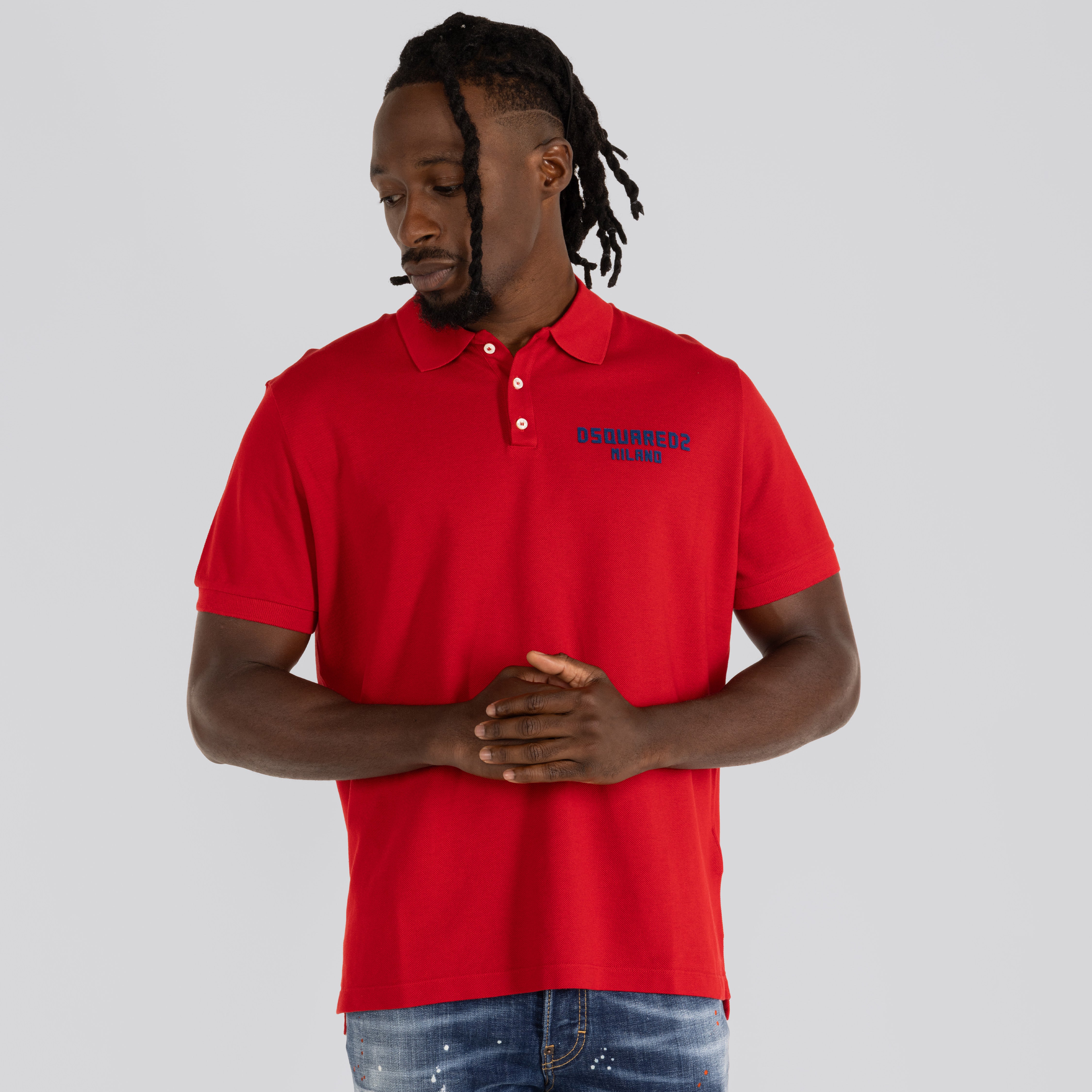 Camiseta Tipo Polo Roja Dsquared2 Milano
