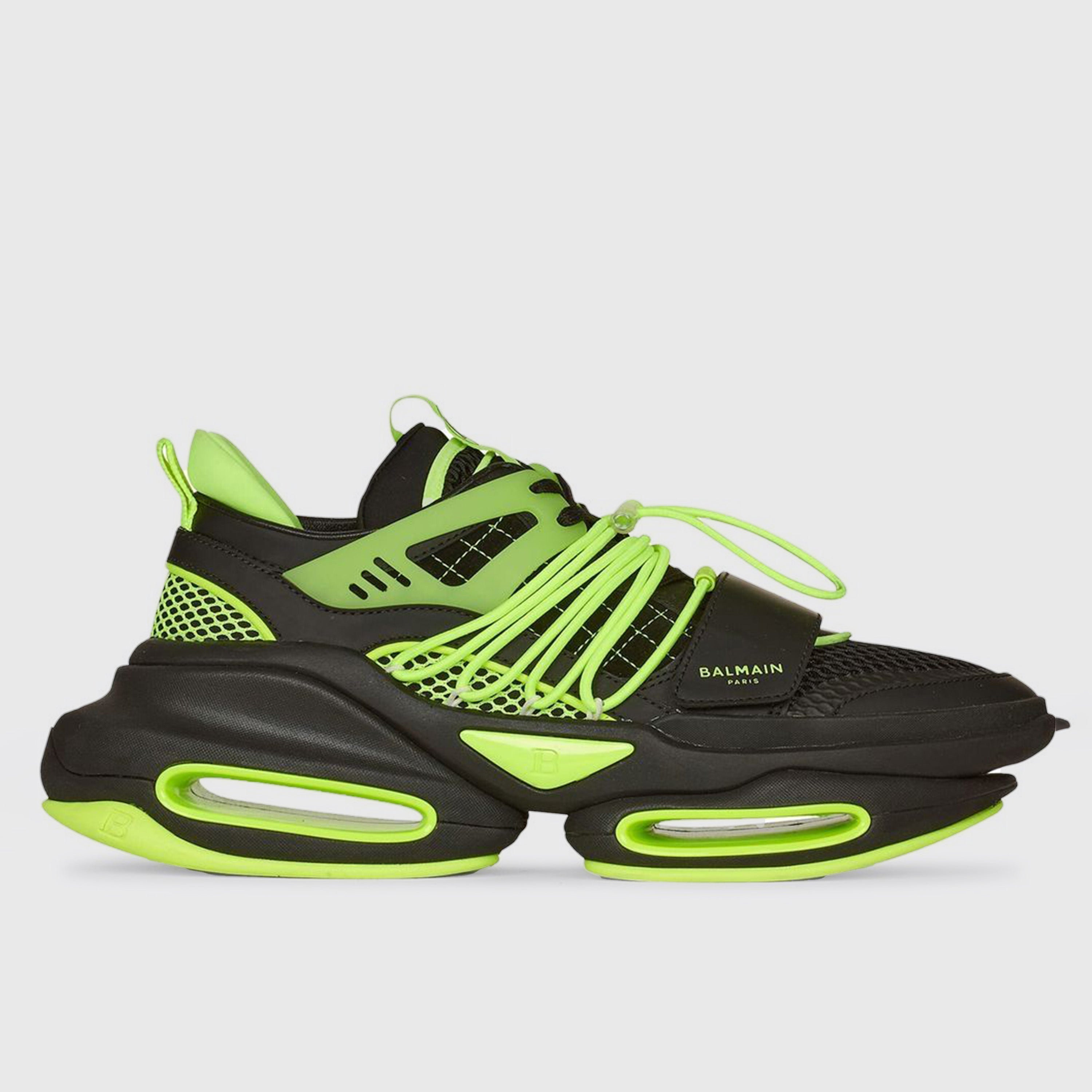 Sneakers Negro Verde Balmain "B-Bold" Multilaces