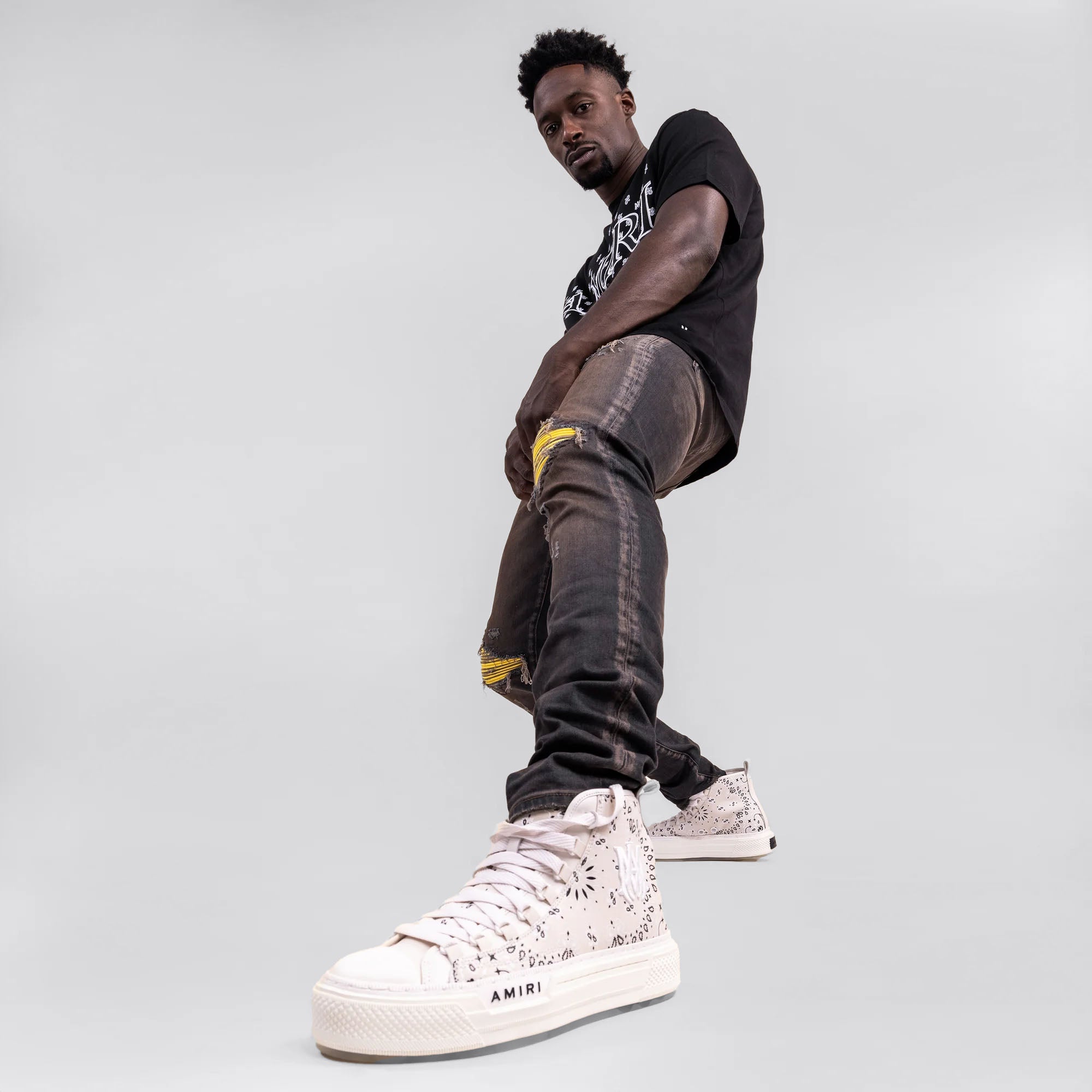 Sneakers High Top Beige AMIRI Bandana