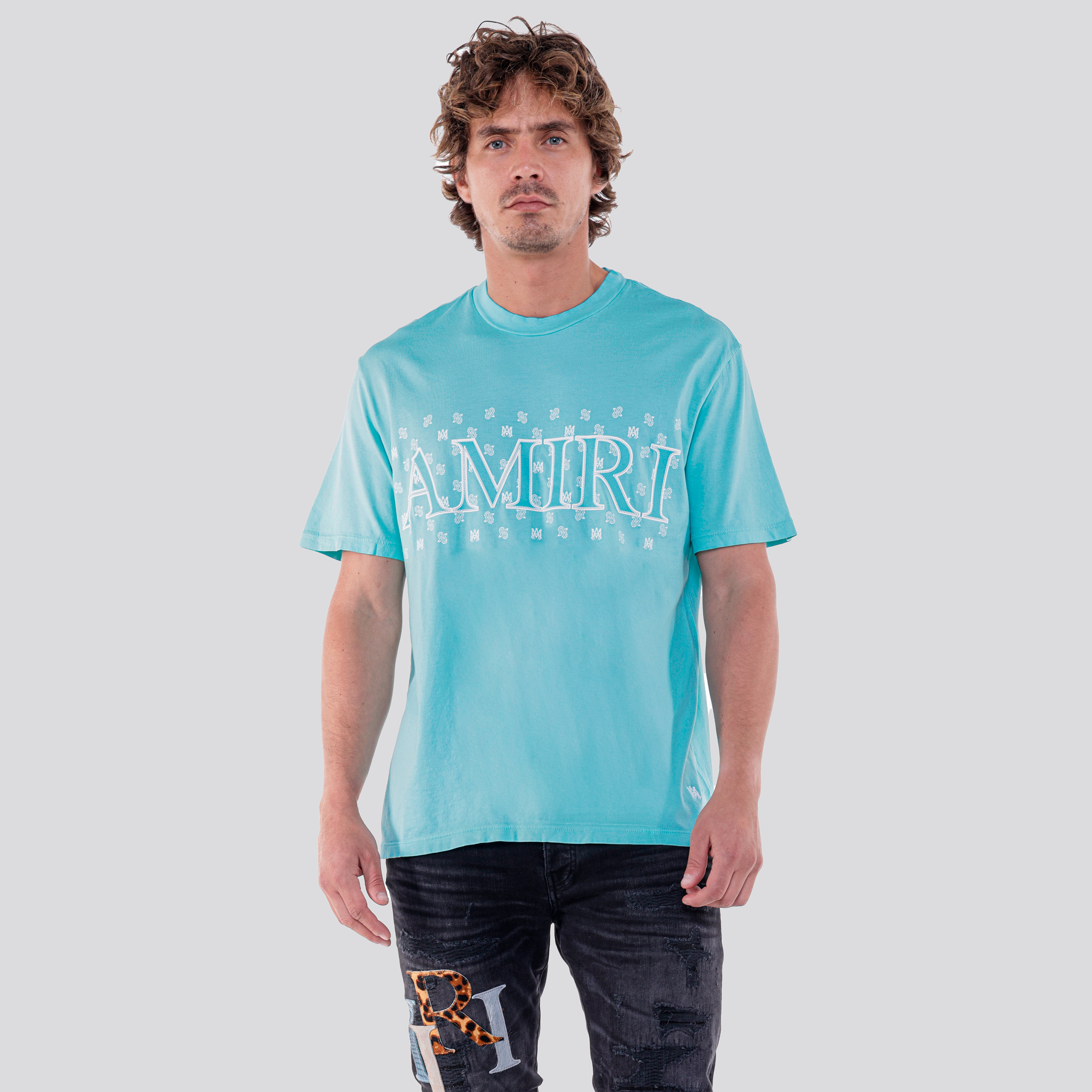 Camiseta Celeste AMIRI Multi Mini Logo