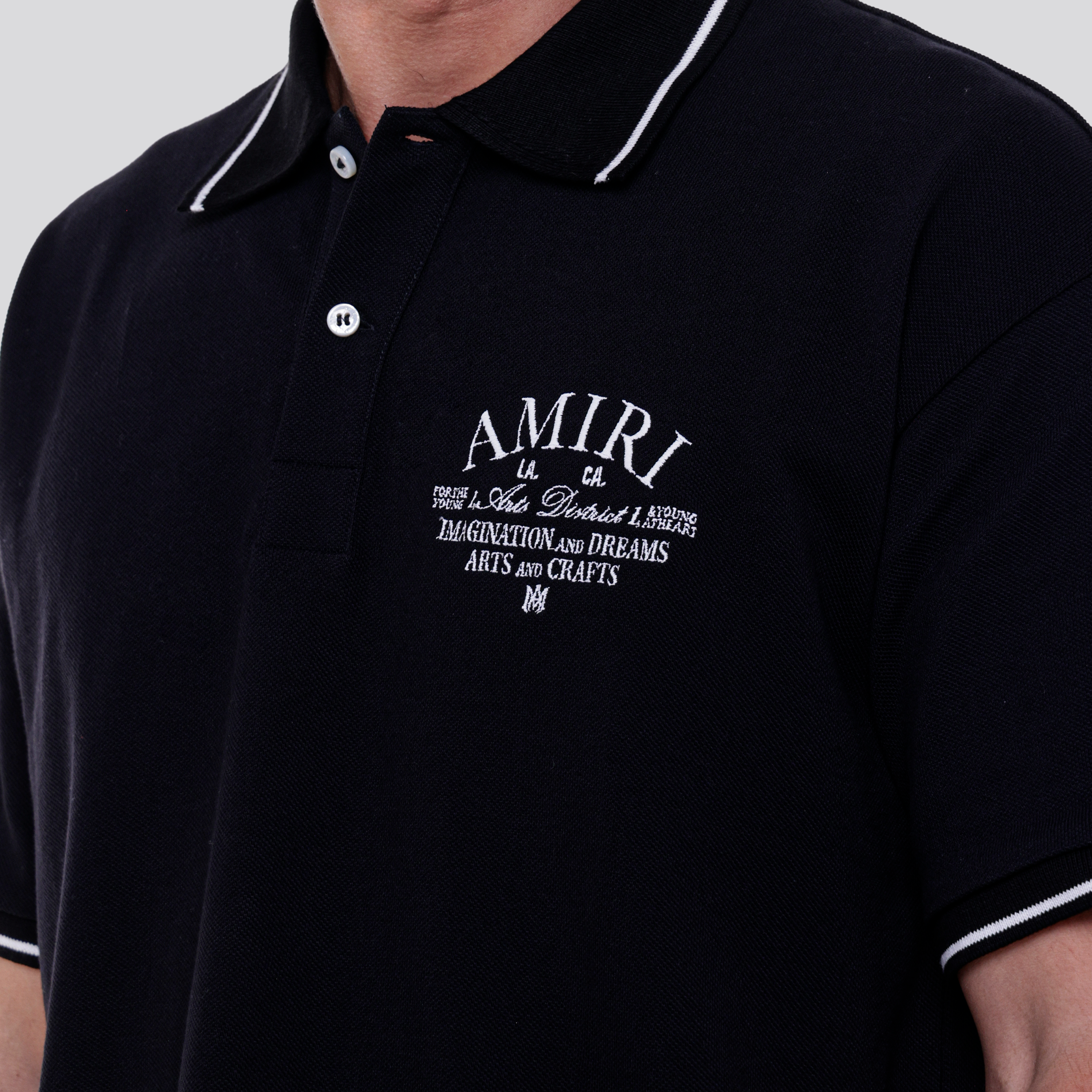 Camiseta Tipo Polo Negra AMIRI LA Logo
