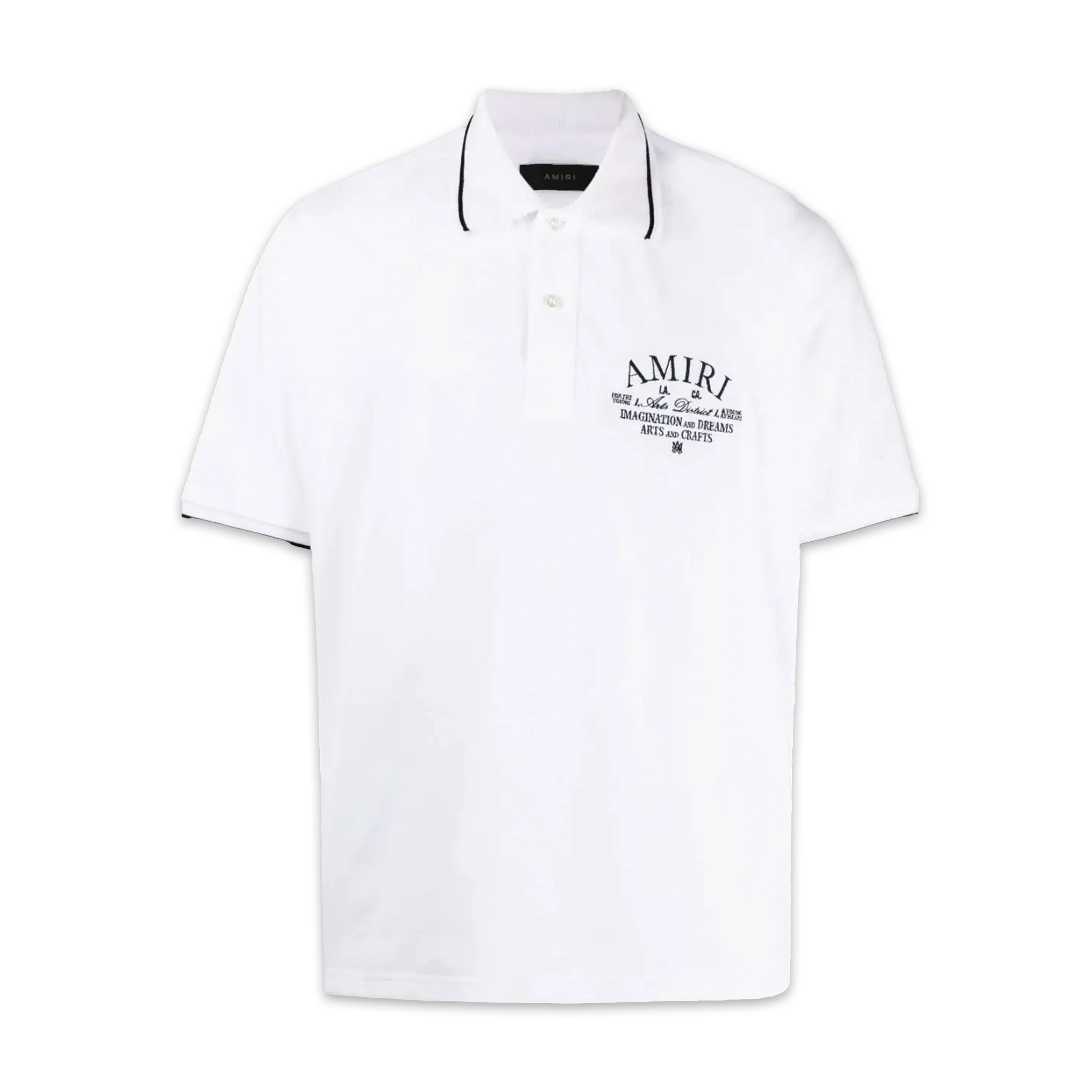 Camiseta Tipo Polo Blanco AMIRI Logo LA