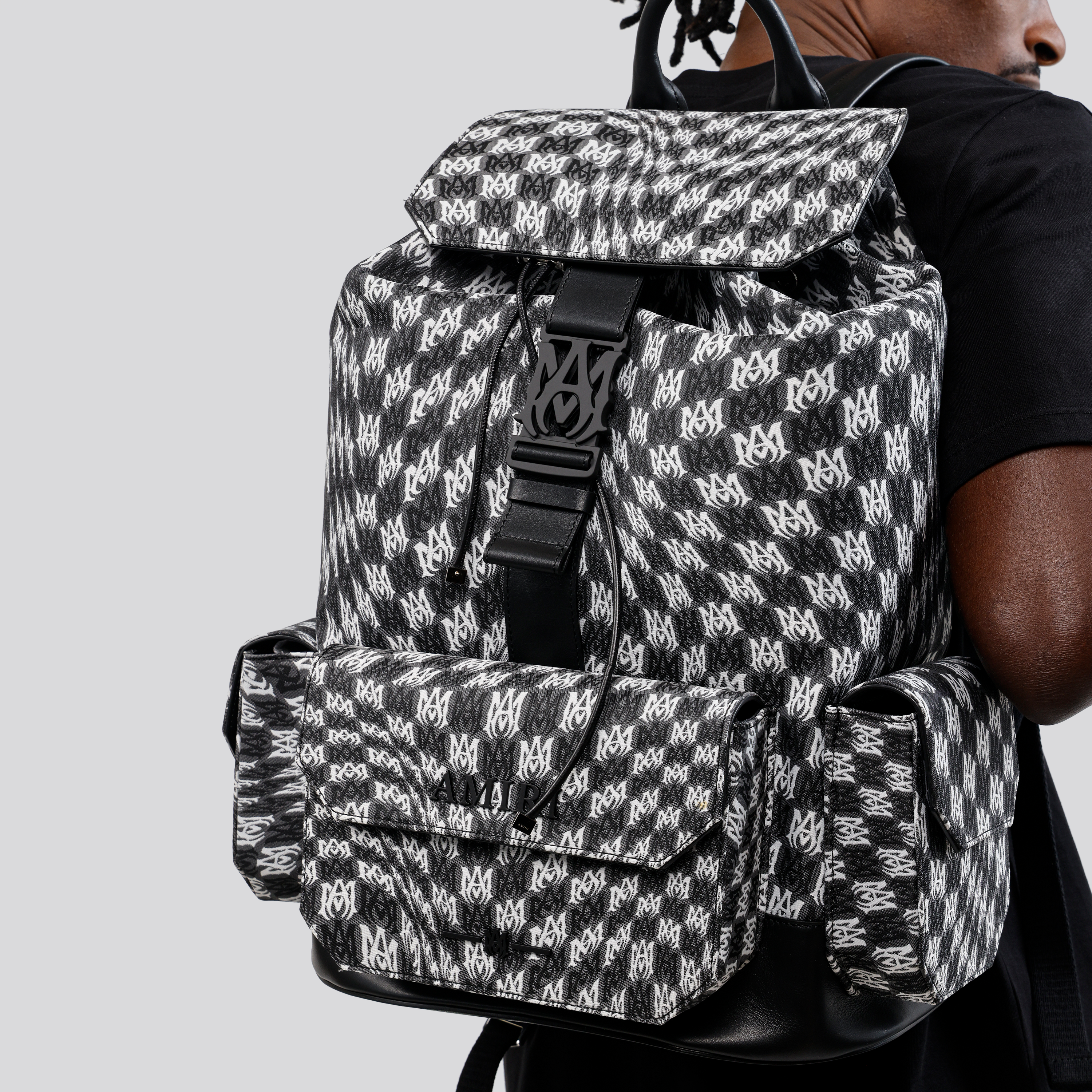 Mochila Negro AMIRI Wavy Checkerboard Print