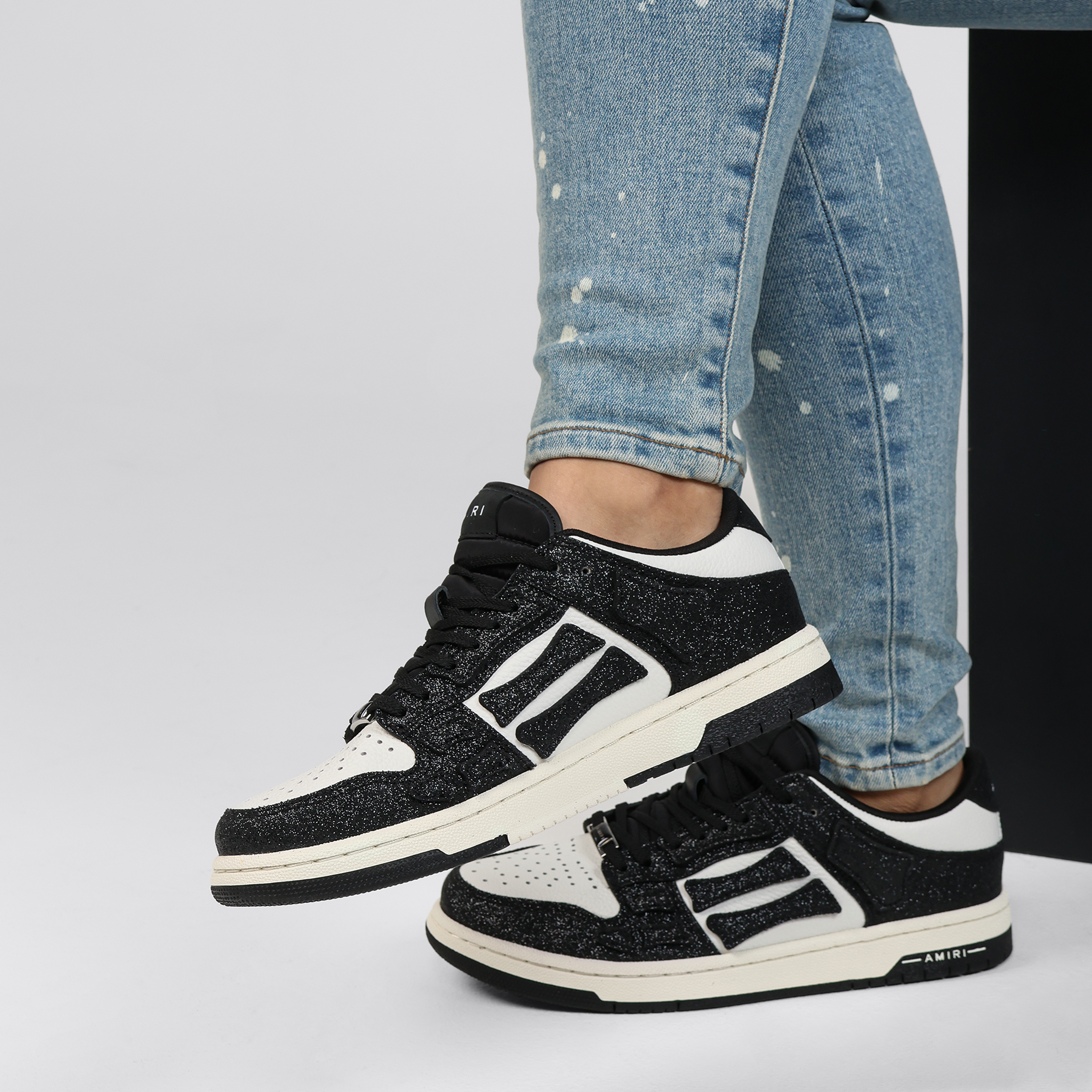 Sneakers Negros Blanco AMIRI Skel Glittered