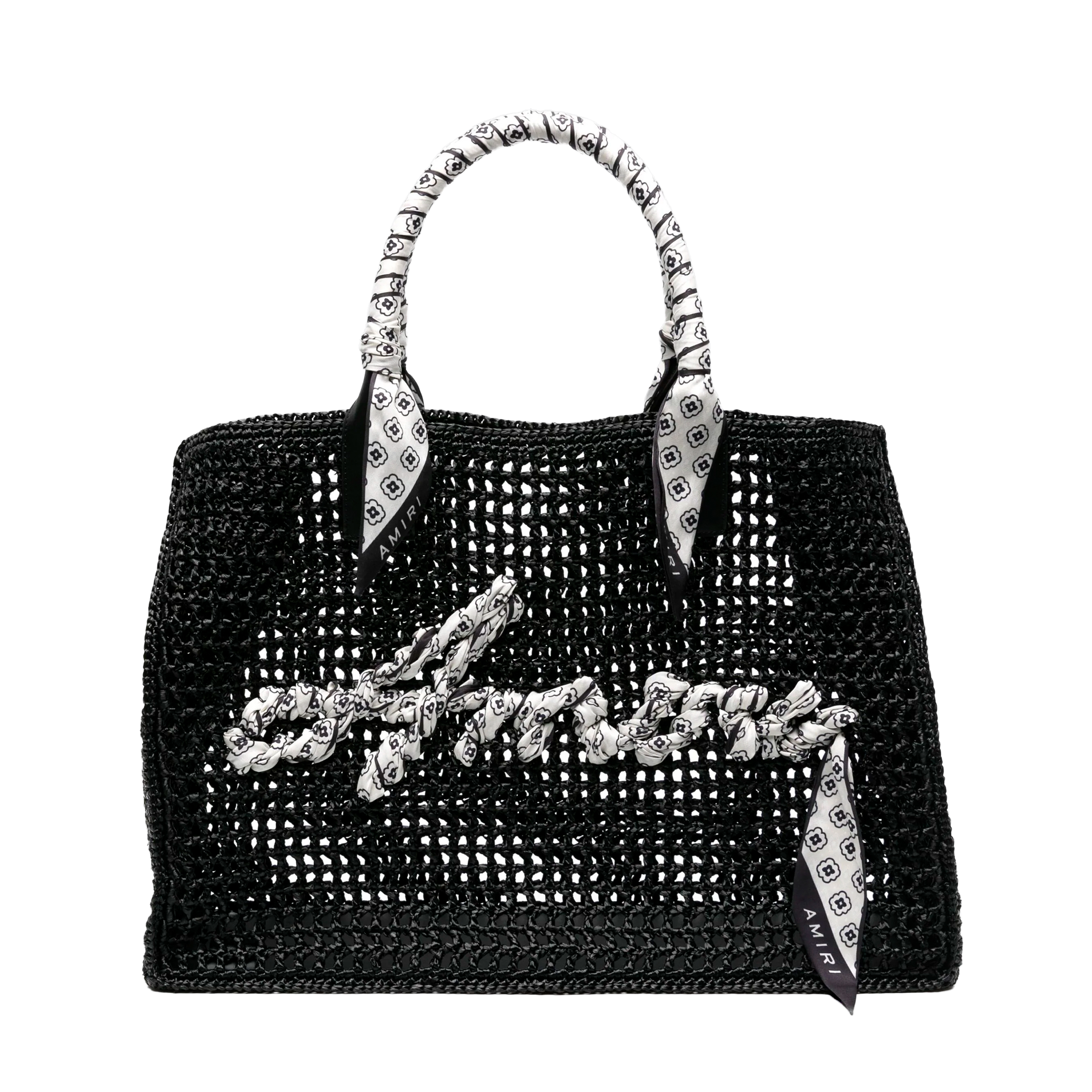Cartera Negra AMIRI Open Weave Raffia Tote