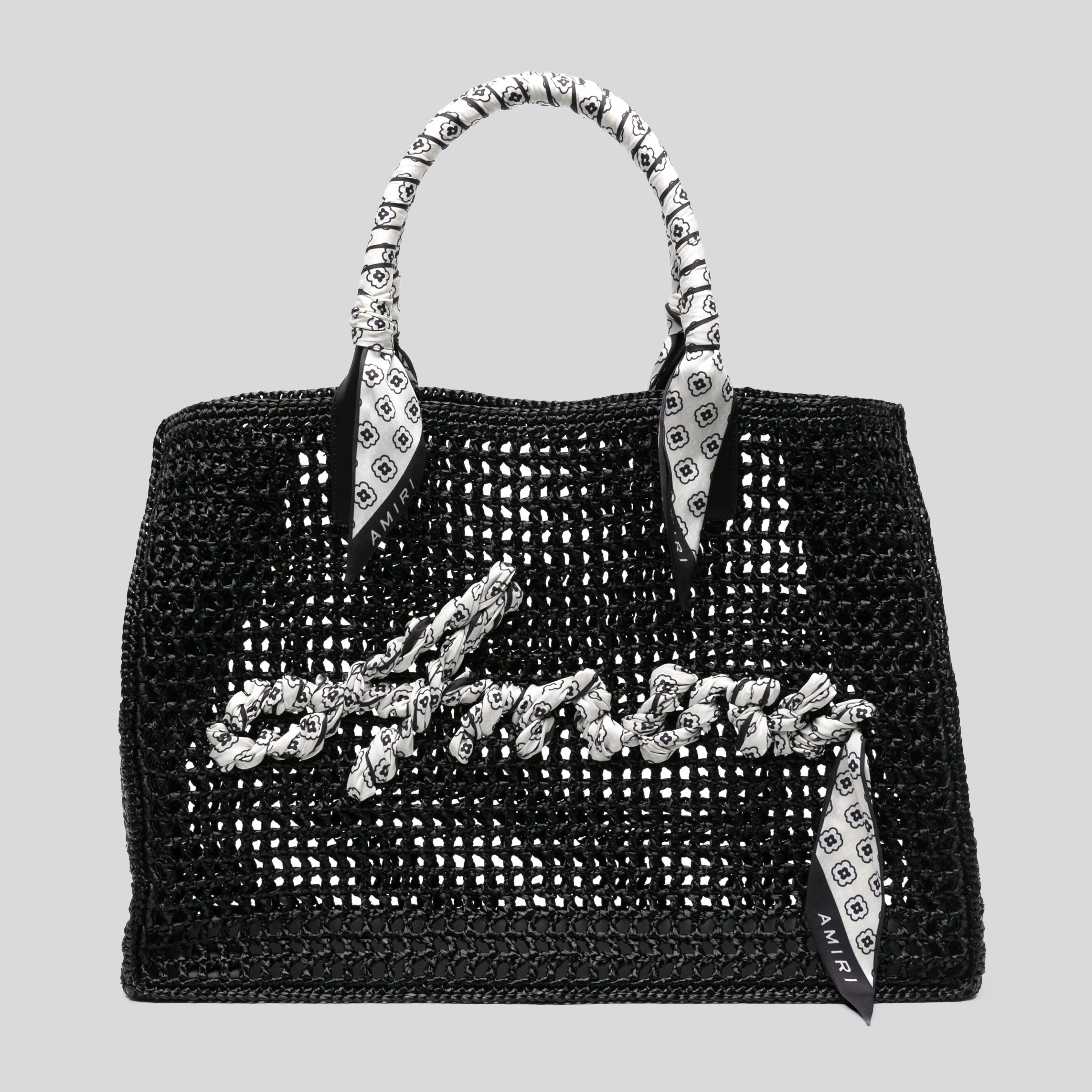 Cartera Negra AMIRI Open Weave Raffia Tote