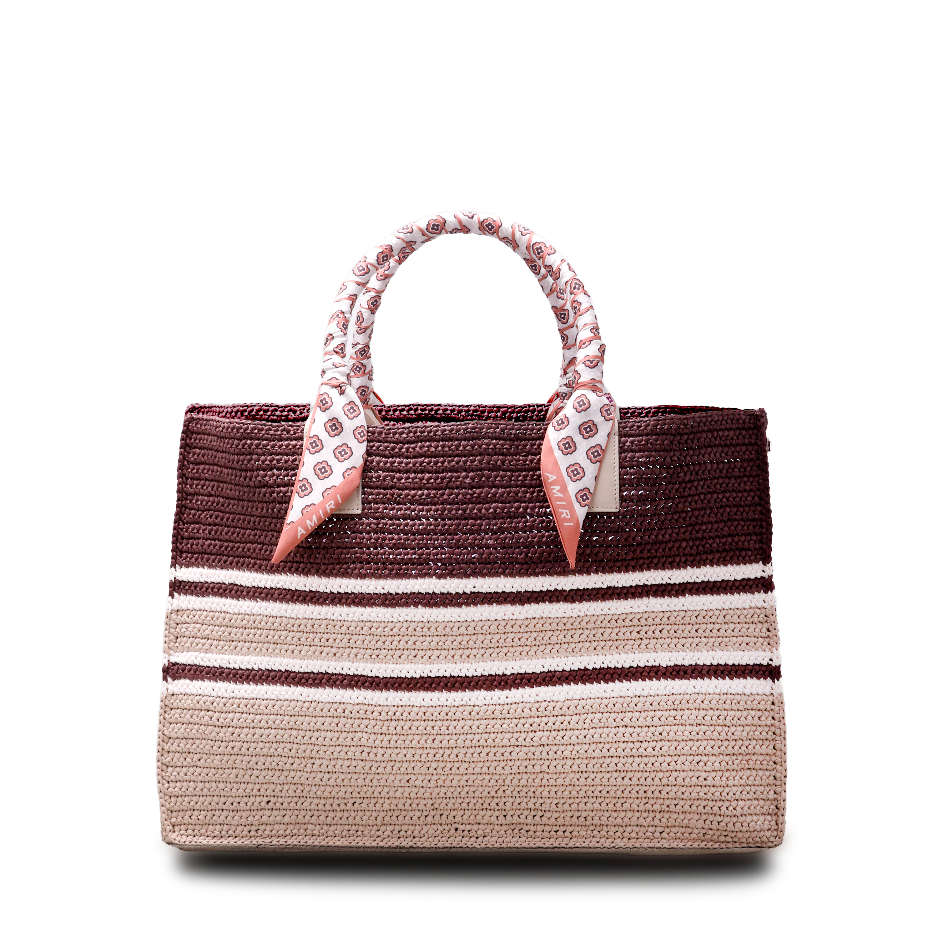 Cartera Café AMIRI Woven Stripe Raffia Tote
