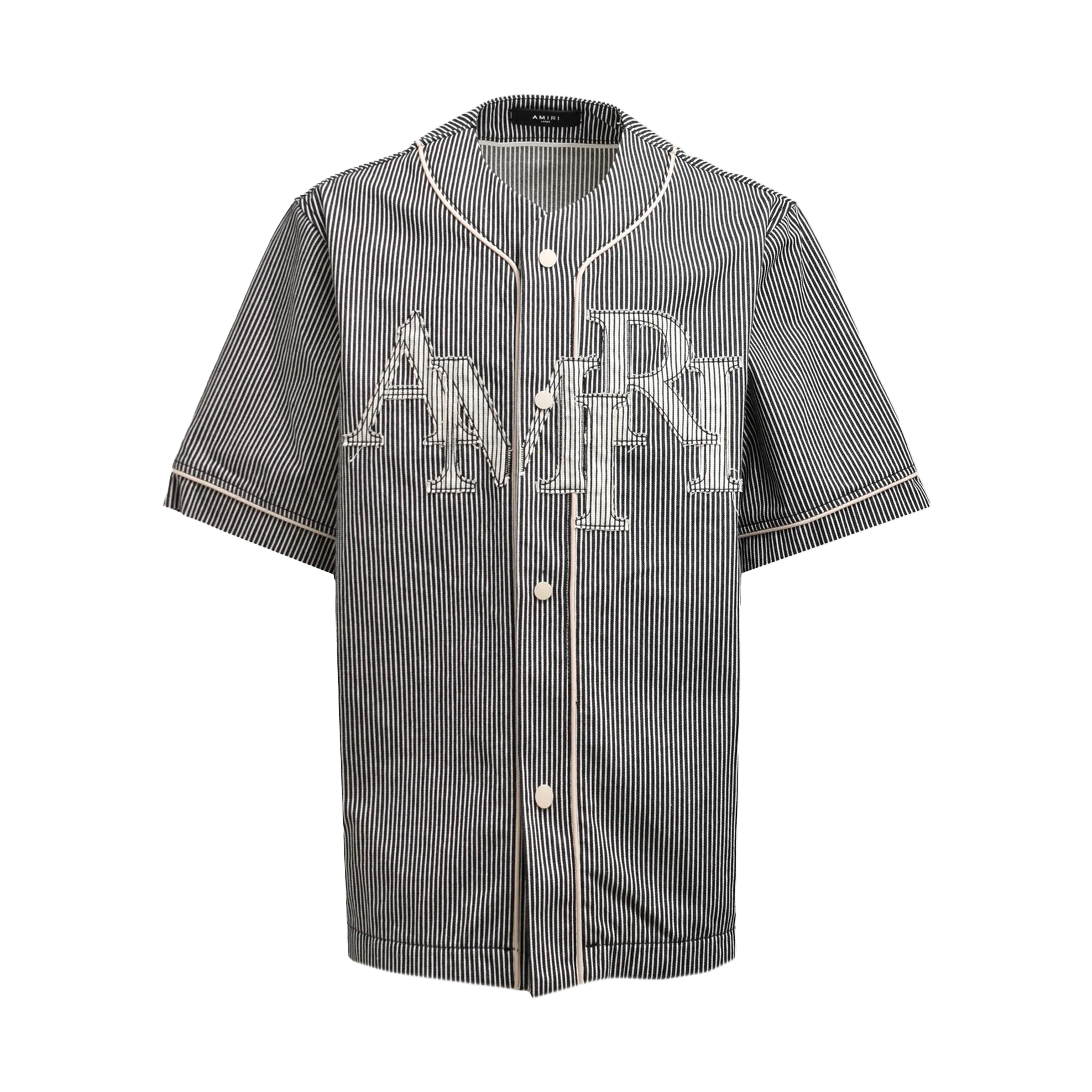 Camisa Negra AMIRI Striped Denim Logo Applique