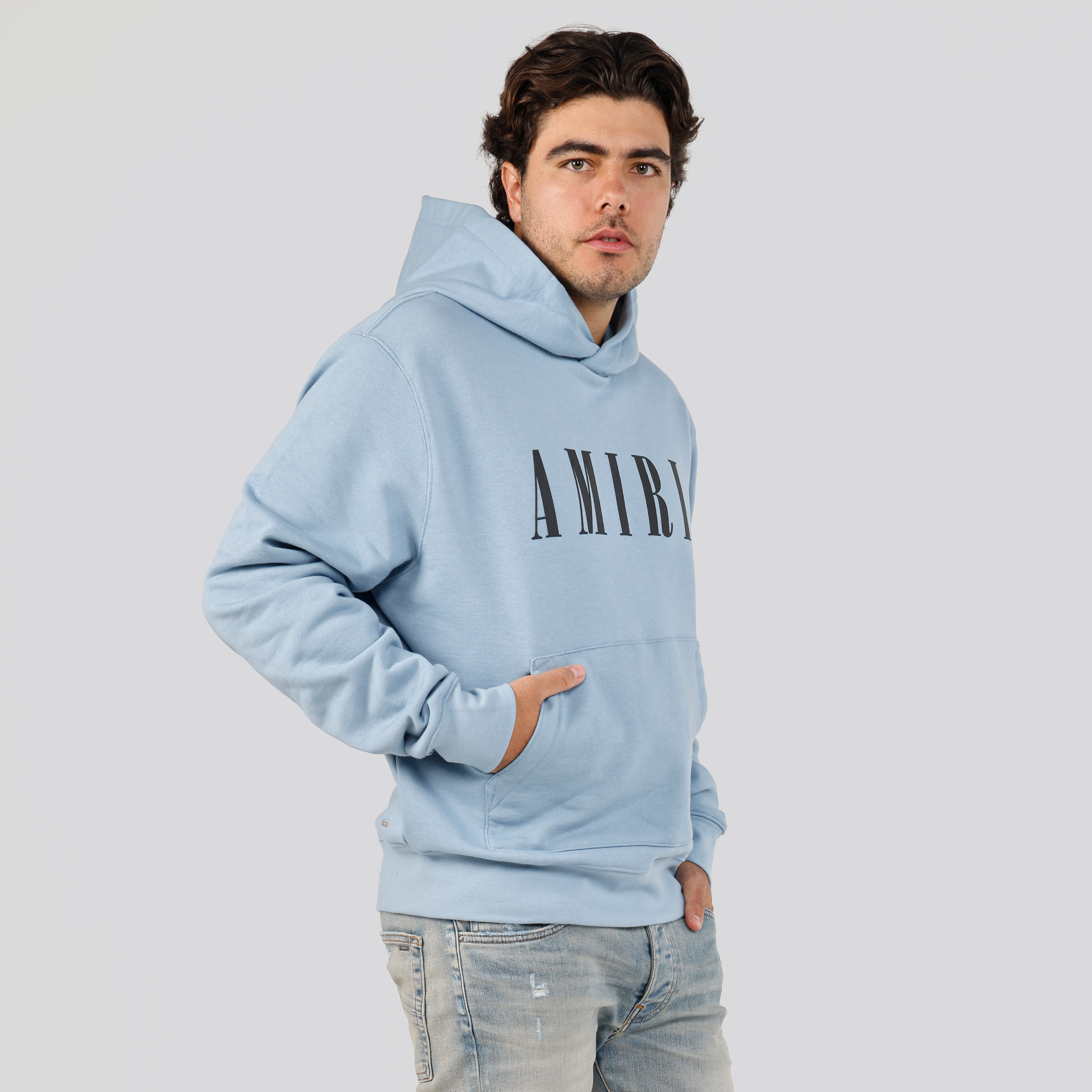 Buzo Tipo Hoodie Celeste AMIRI Core Logo