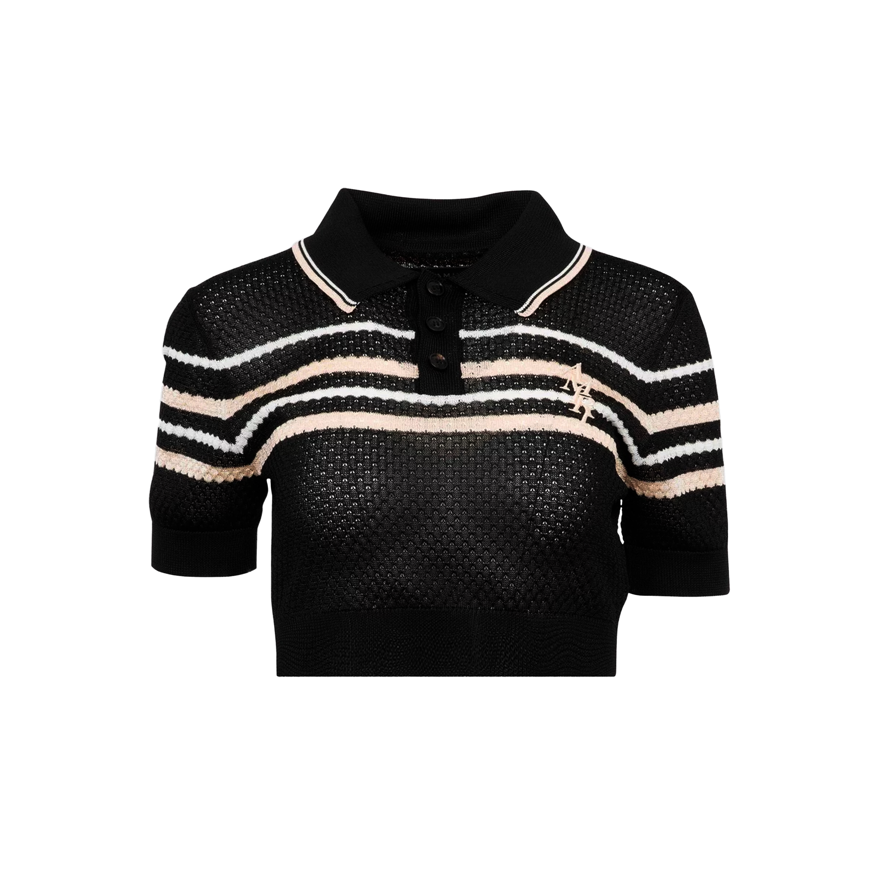 Camiseta Tipo Polo Negro AMIRI Vertical Amiri Stripe