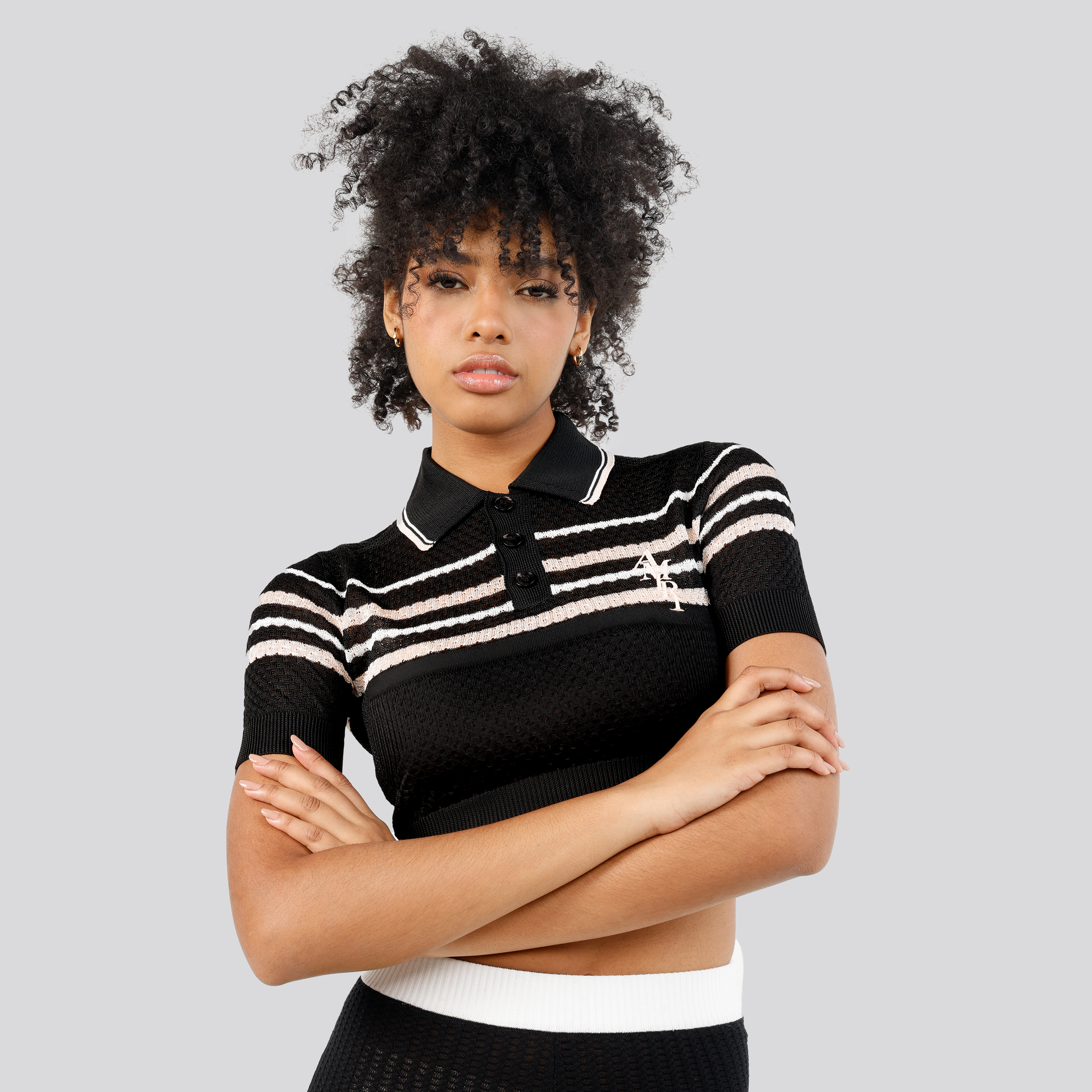 Camiseta Tipo Polo Negro AMIRI Vertical Amiri Stripe