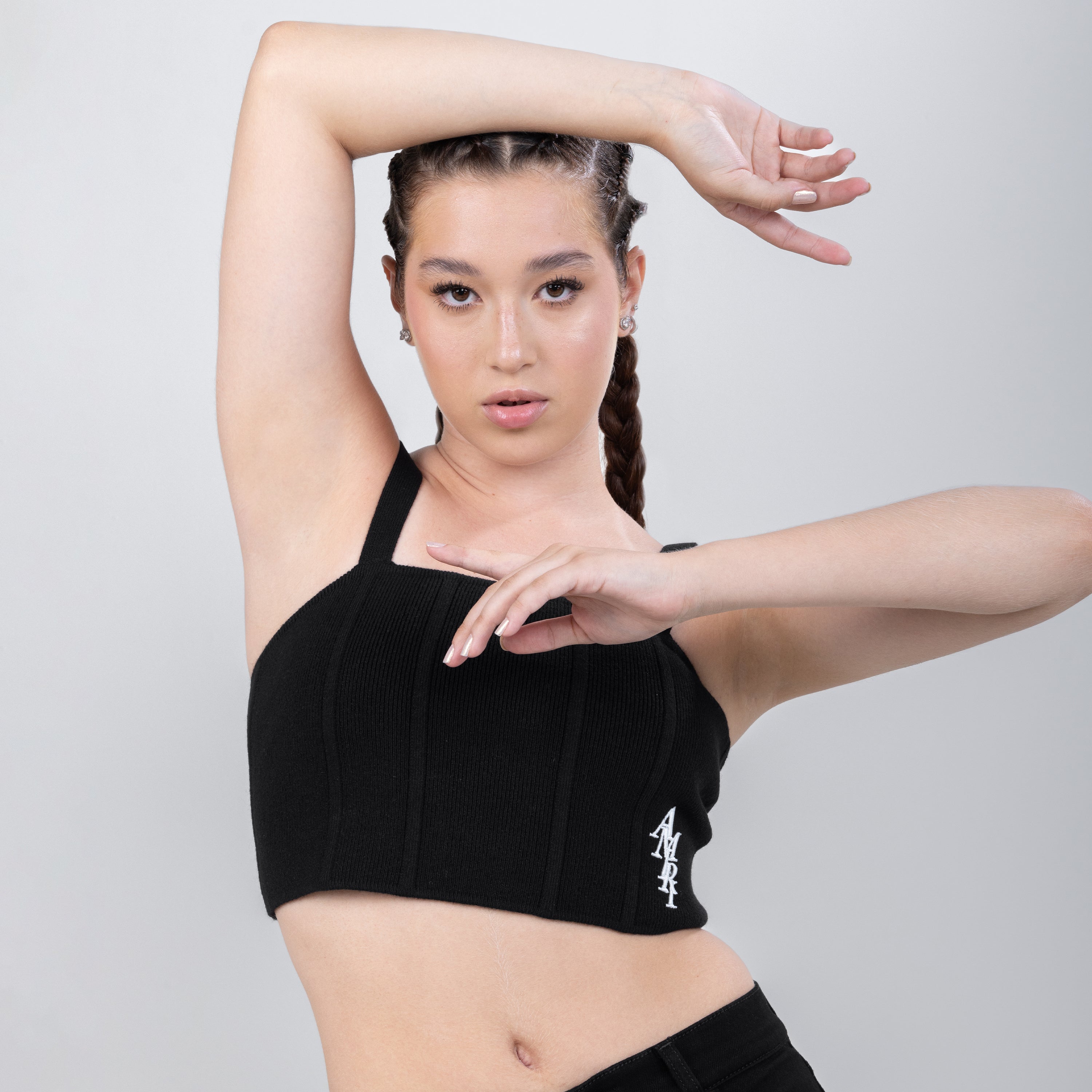 Top Negro AMIRI Stack Knit Bustier