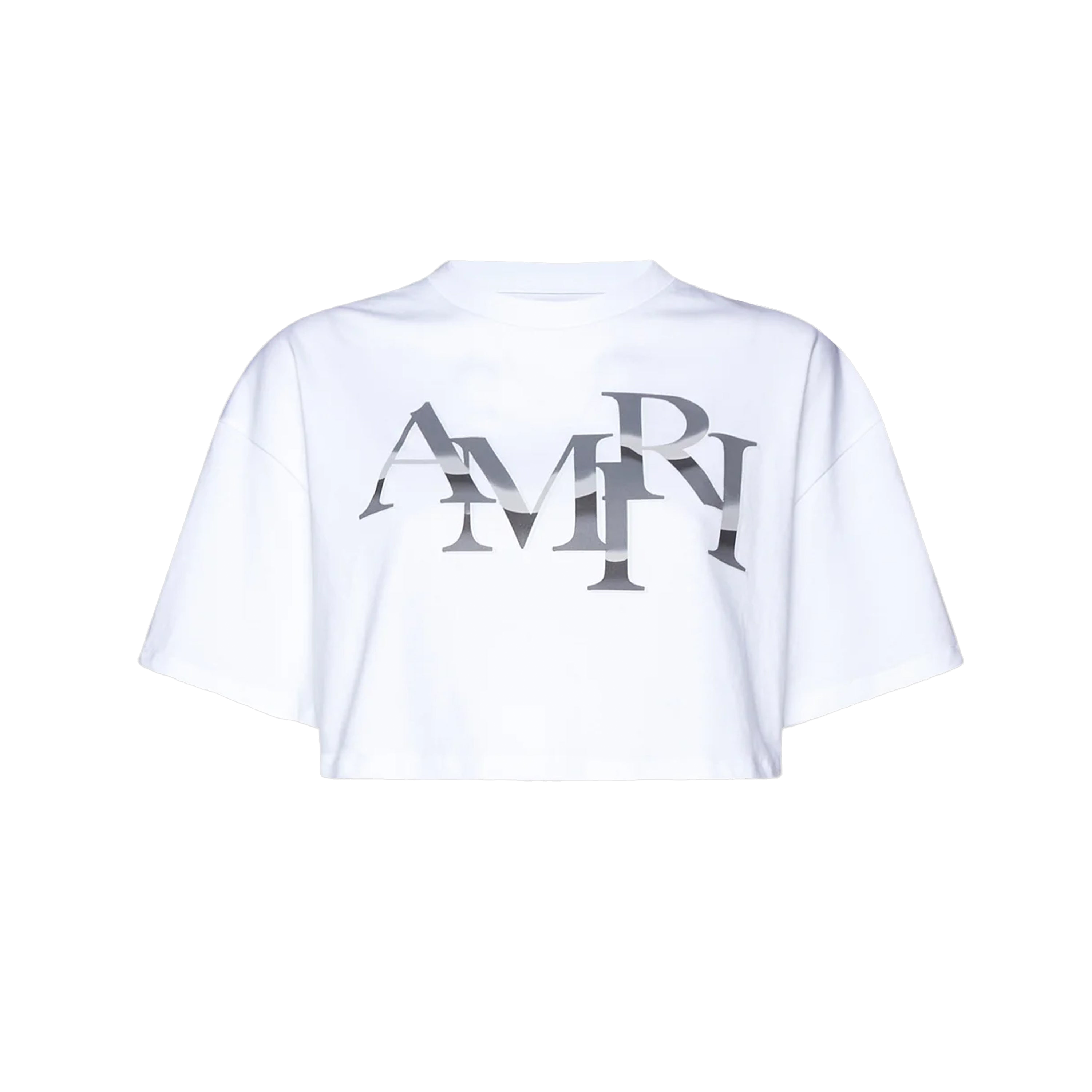 Camiseta Blanca AMIRI Staggered Chrome Cropped