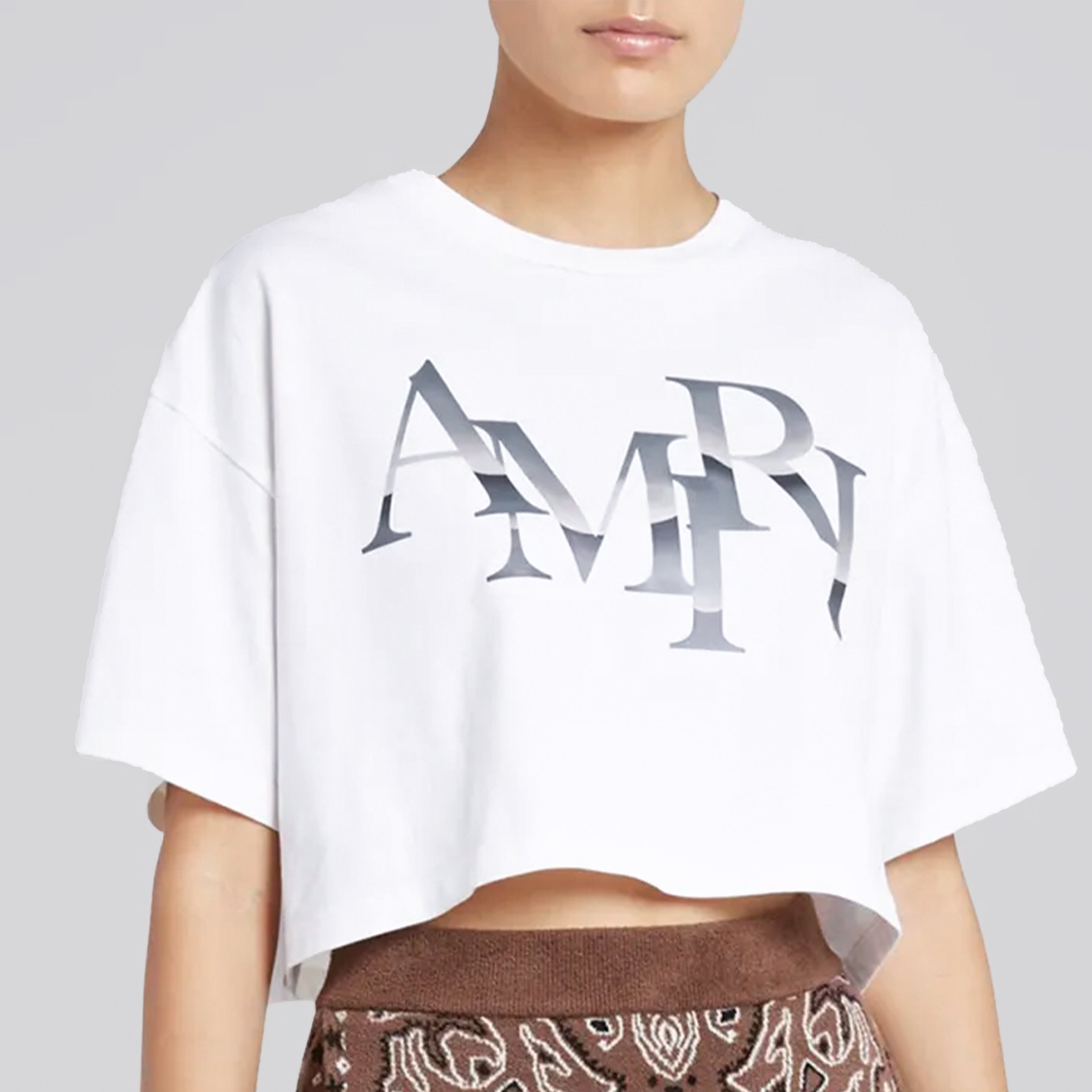 Camiseta Blanca AMIRI Staggered Chrome Cropped