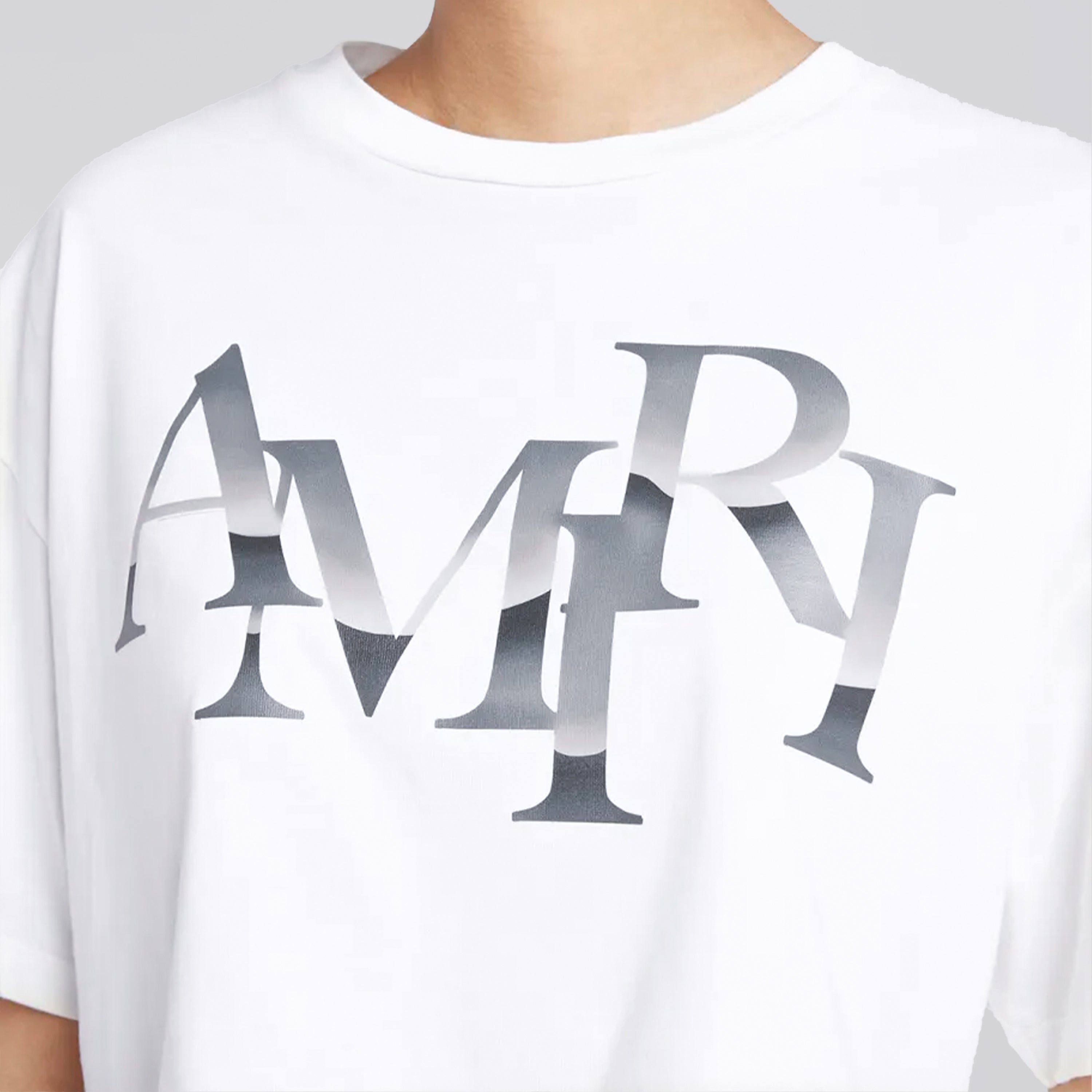 Camiseta Blanca AMIRI Staggered Chrome Cropped