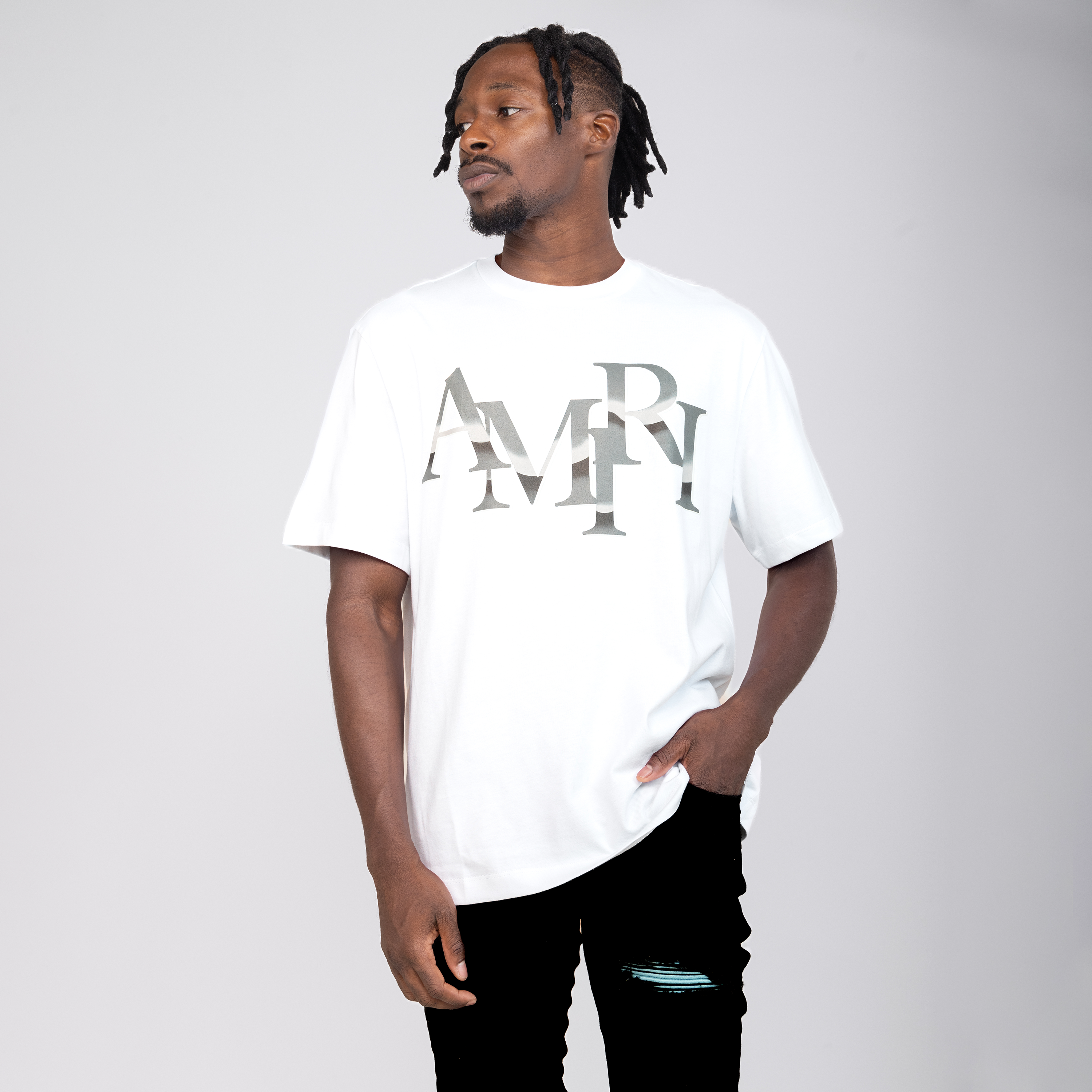 Camiseta Blanca AMIRI Staggered Chrome