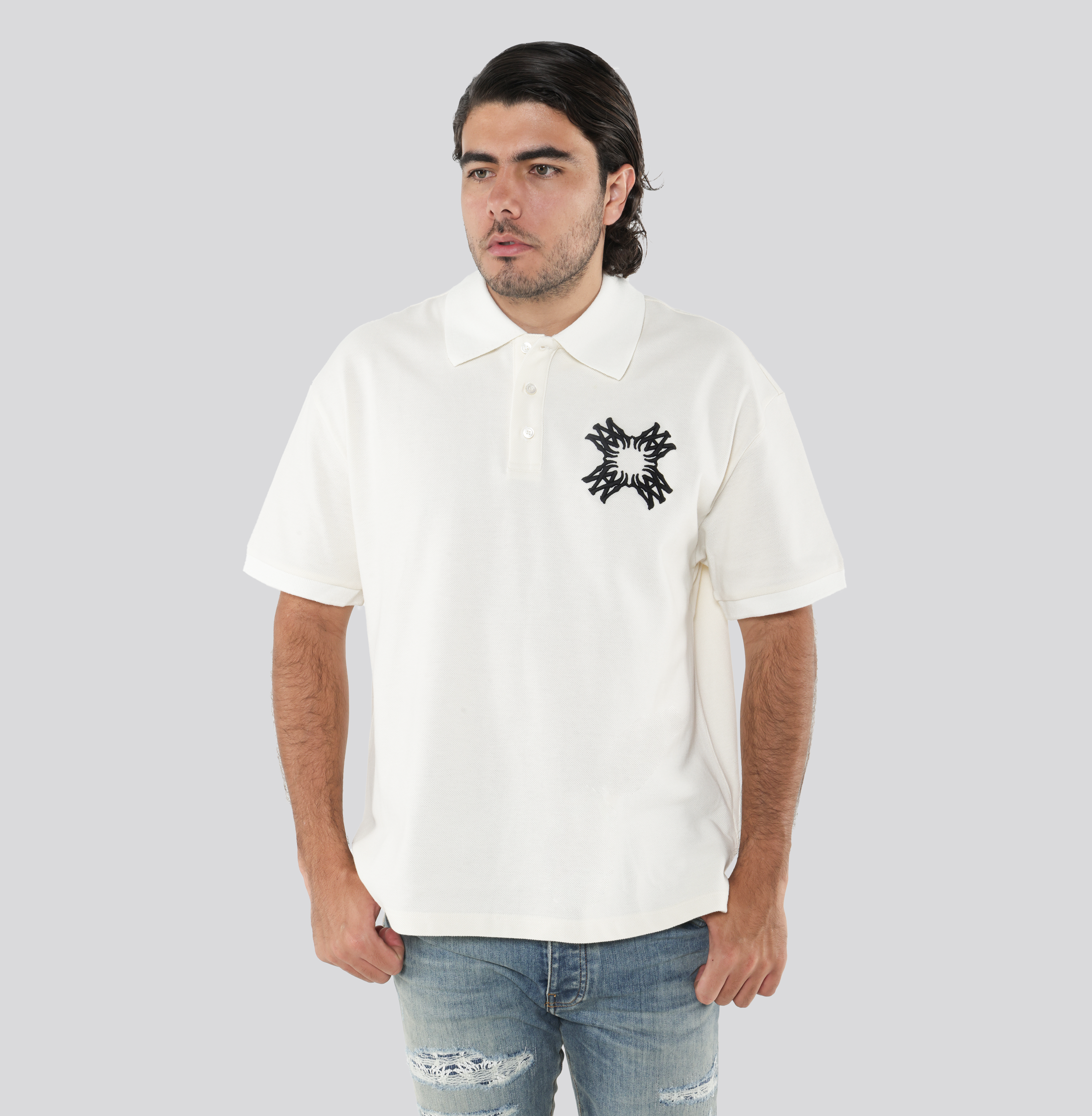 Camiseta Tipo Polo Beige AMIRI Embroidered MA Quad