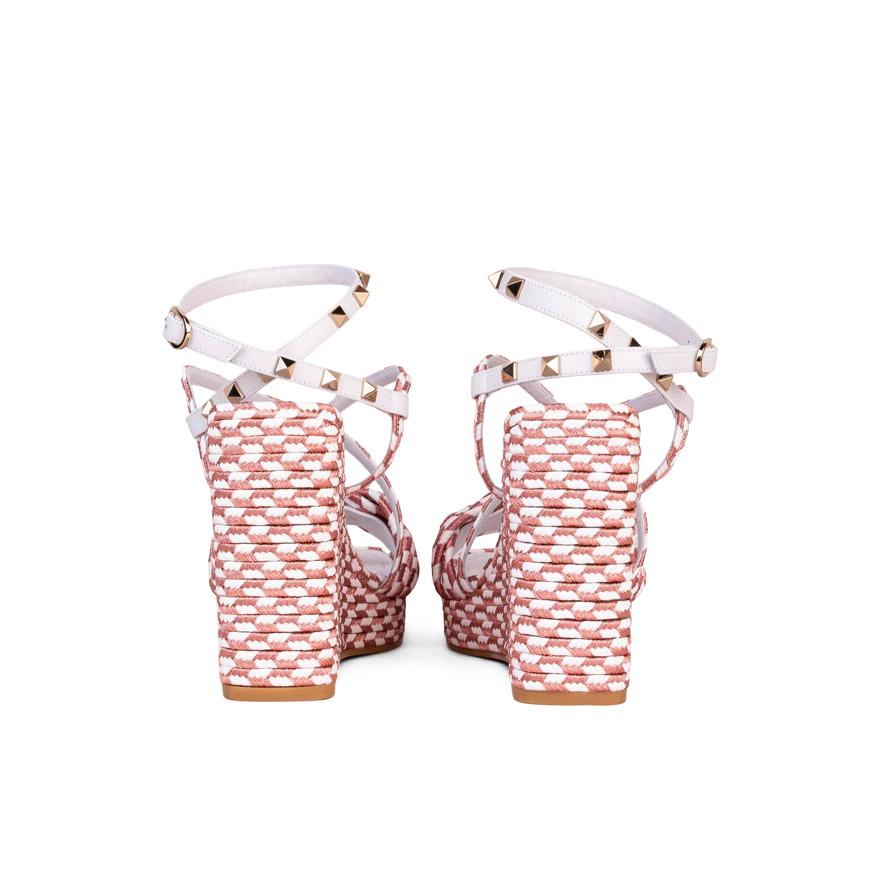 Sandalias de Plataforma Blancas Rosa Valentino Rockstud Torchon 115 mm