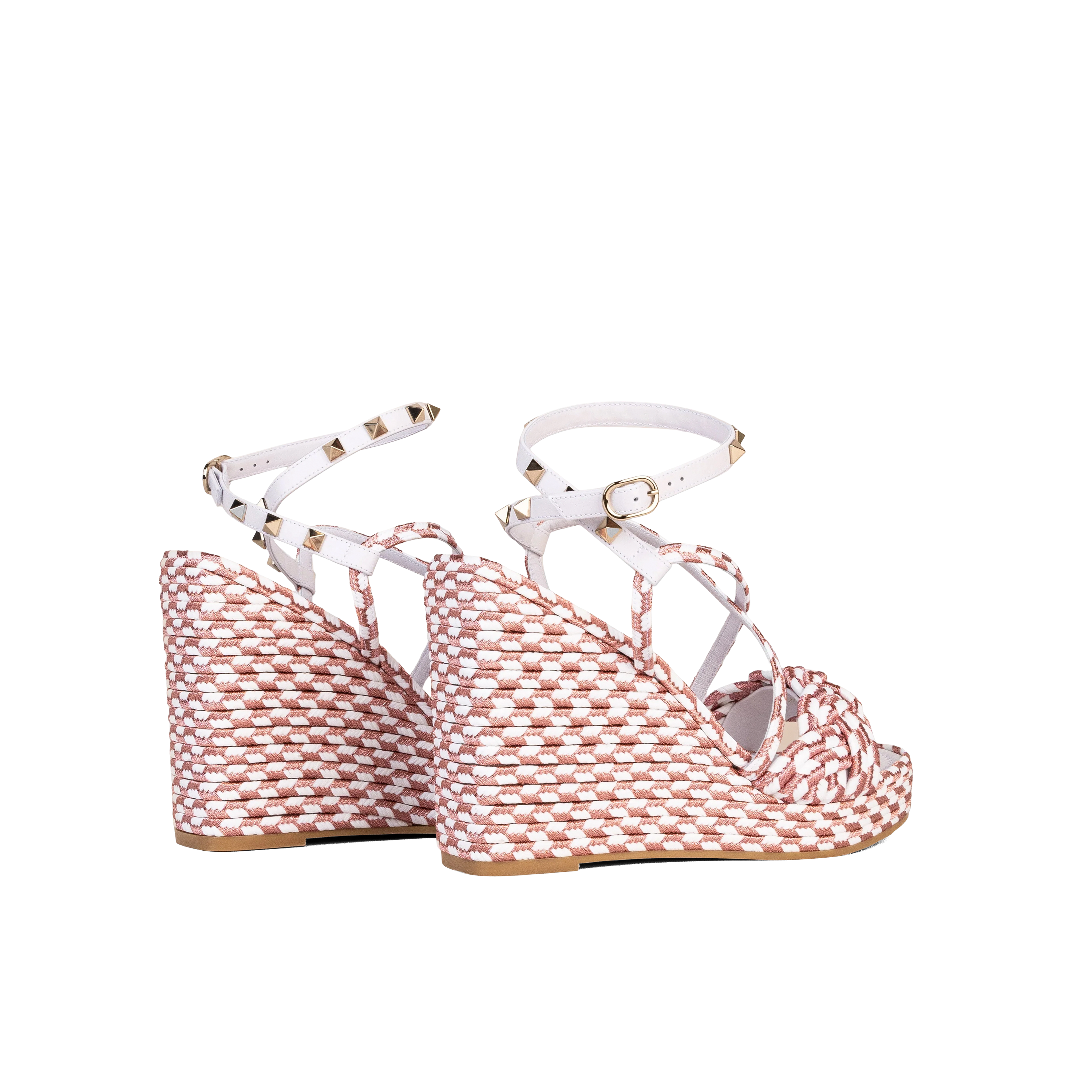 Sandalias de Plataforma Blancas Rosa Valentino Rockstud Torchon 115 mm